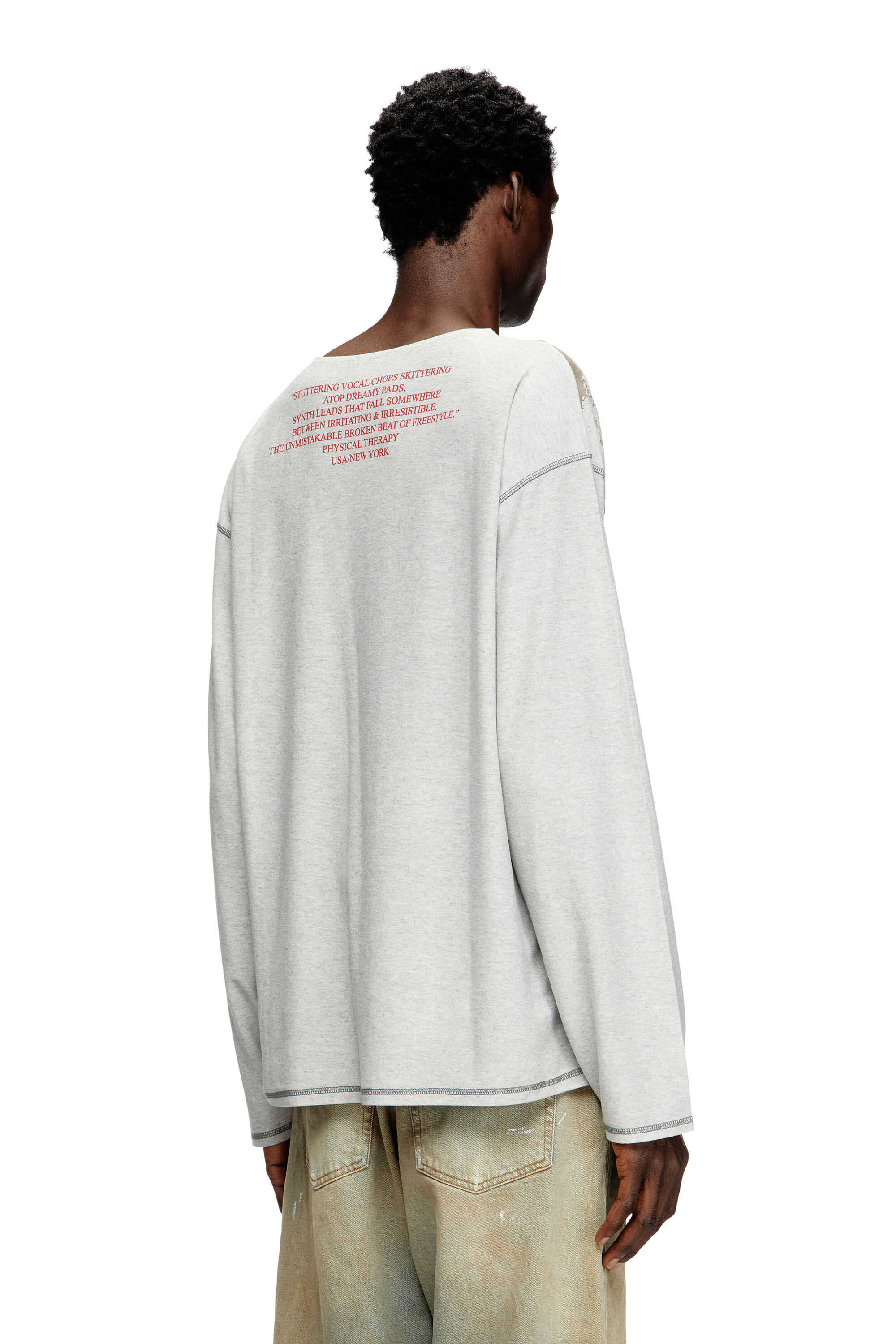 Diesel - T-JERRY-B, Unisex's Long-sleeve T-shirt with lyrics print in グレー - 4