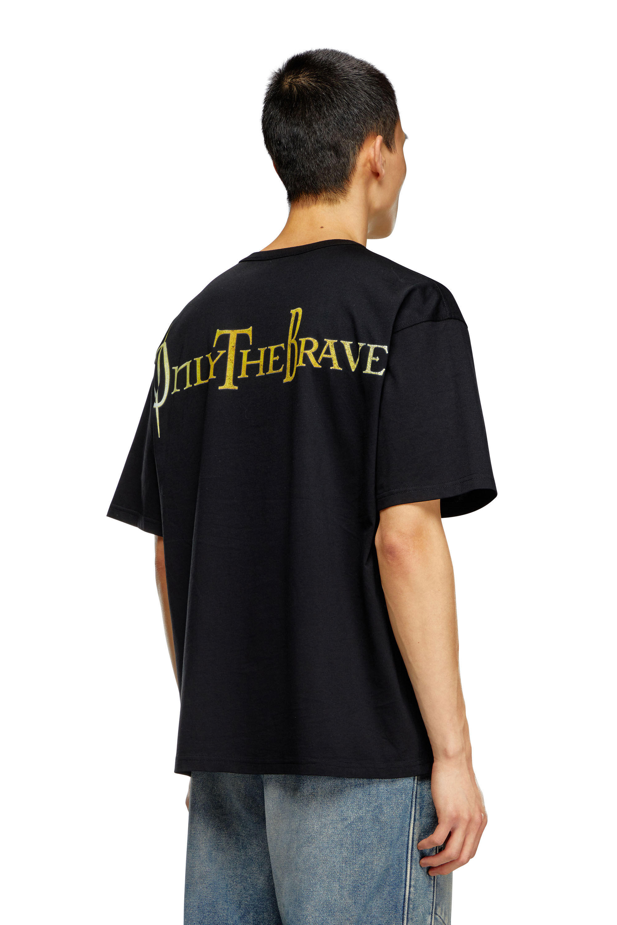 T-BOXT-Q20 T-shirt with Only The Brave print｜ブラック｜メンズ｜DIESEL