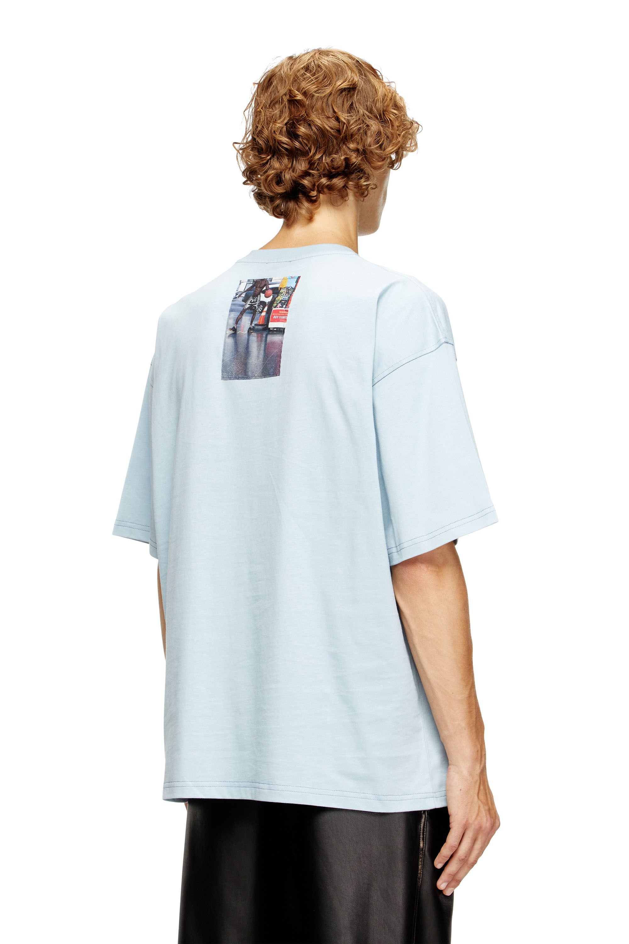 Diesel - T-BOXT-T3, Male's T-shirt with logo photo patches in ライトブルー - 4
