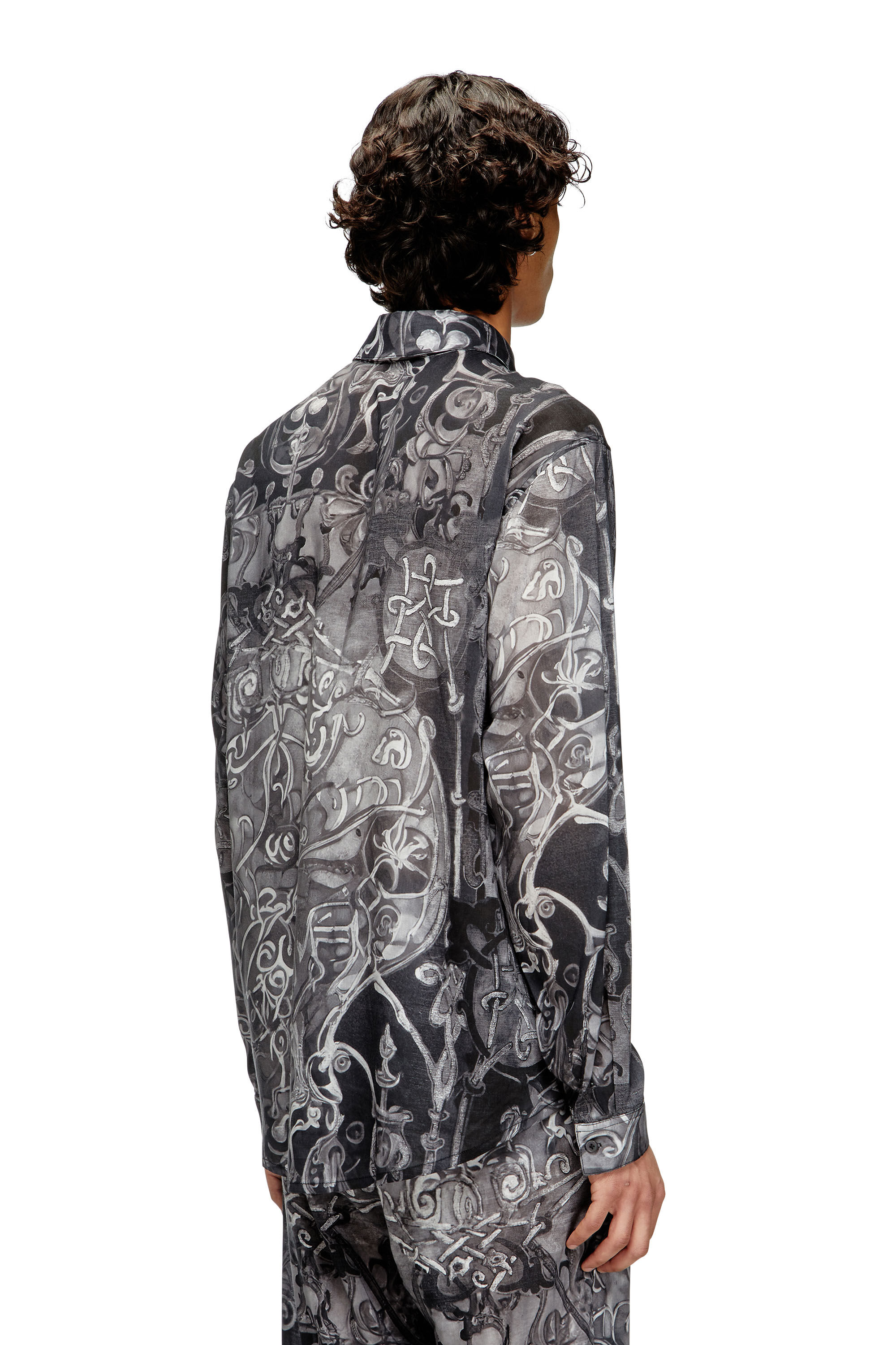 Diesel - S-SIMPLY-B-AJFW, Male's TENCEL™ shirt with medieval print in ブラック - 4