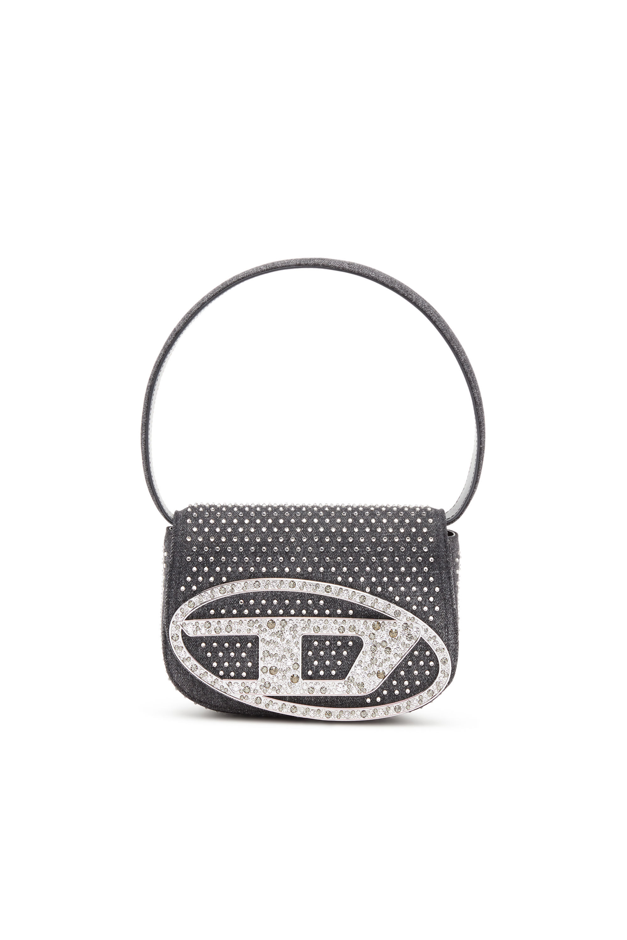 Diesel - 1DR, Female's 1DR-Iconic shoulder bag in denim and crystals in ブラック - 2
