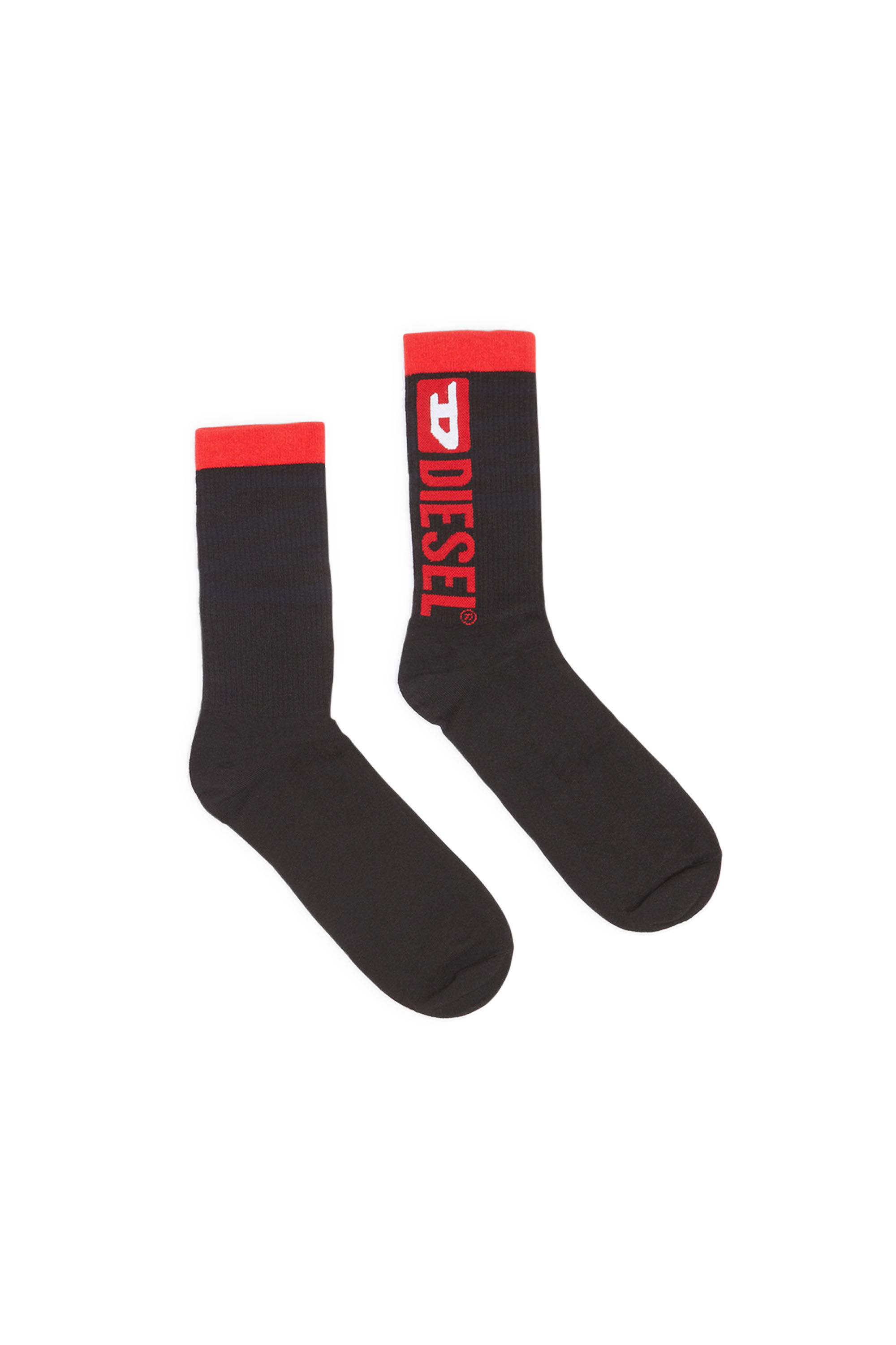 Diesel - SKM-RAY-THREEPACK, Male's ソックス ミドル丈 3パック in ブラック/レッド - 1