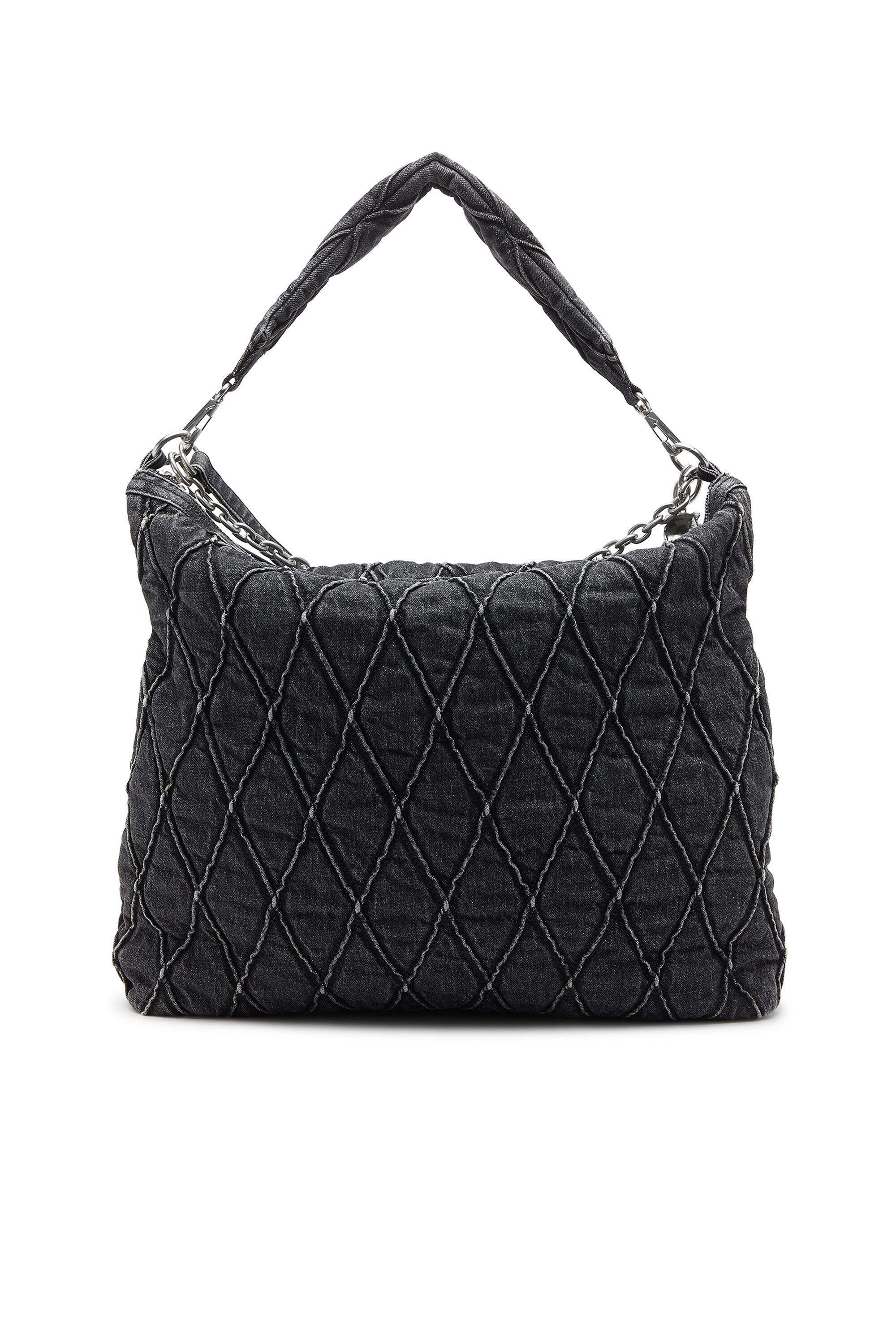 Diesel - HOSHI CHARM-D HOBO, Female's Quilted-denim hobo bag with chain charms in ブラック - 2