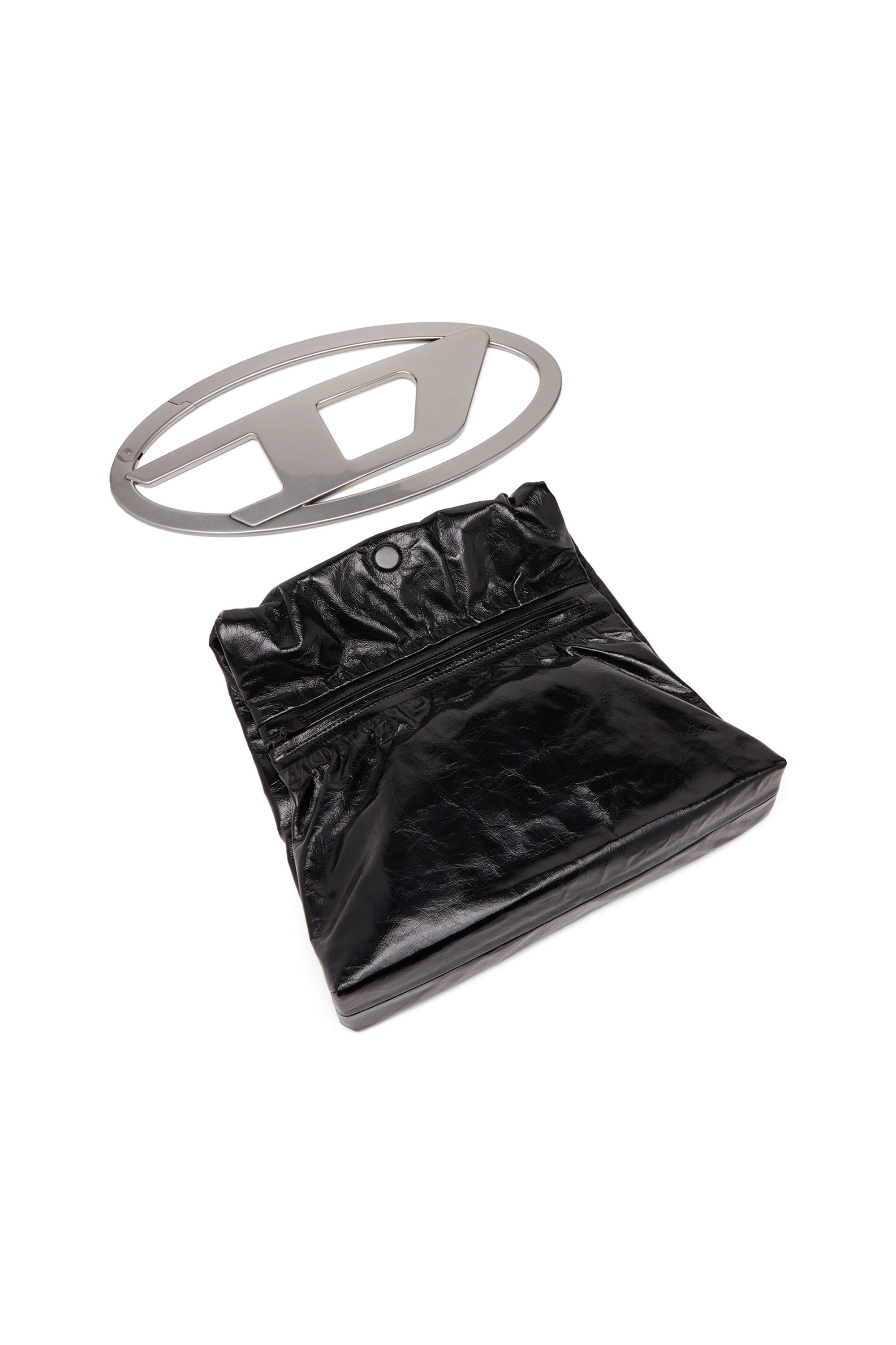 Diesel - BIG-D POUCH, Female's Big-D-Clutch bag in crinkled leather in ブラック - 6