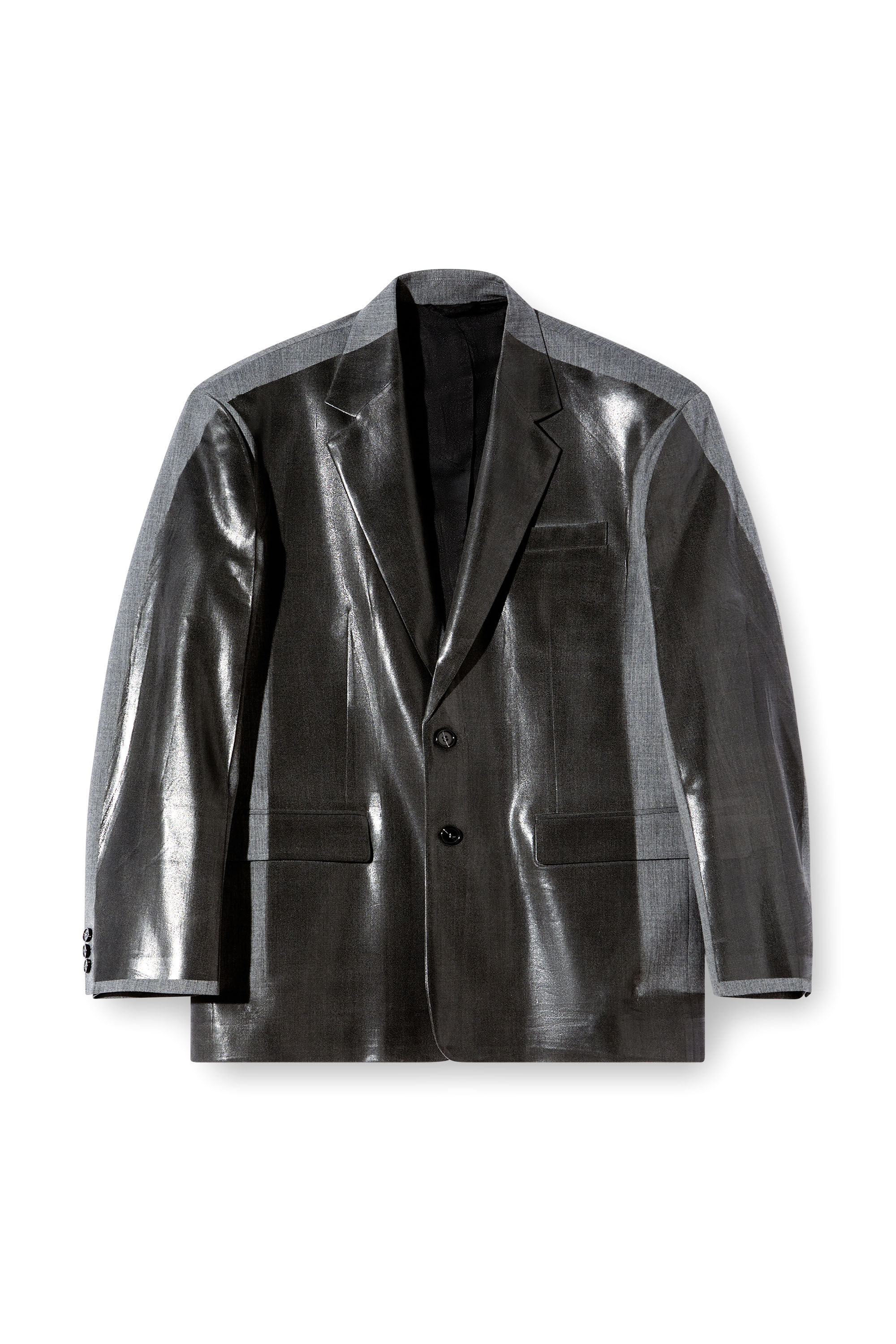 Diesel - J-OVER-DD, Unisex's Oversized blazer with coated front in ブラック - 2