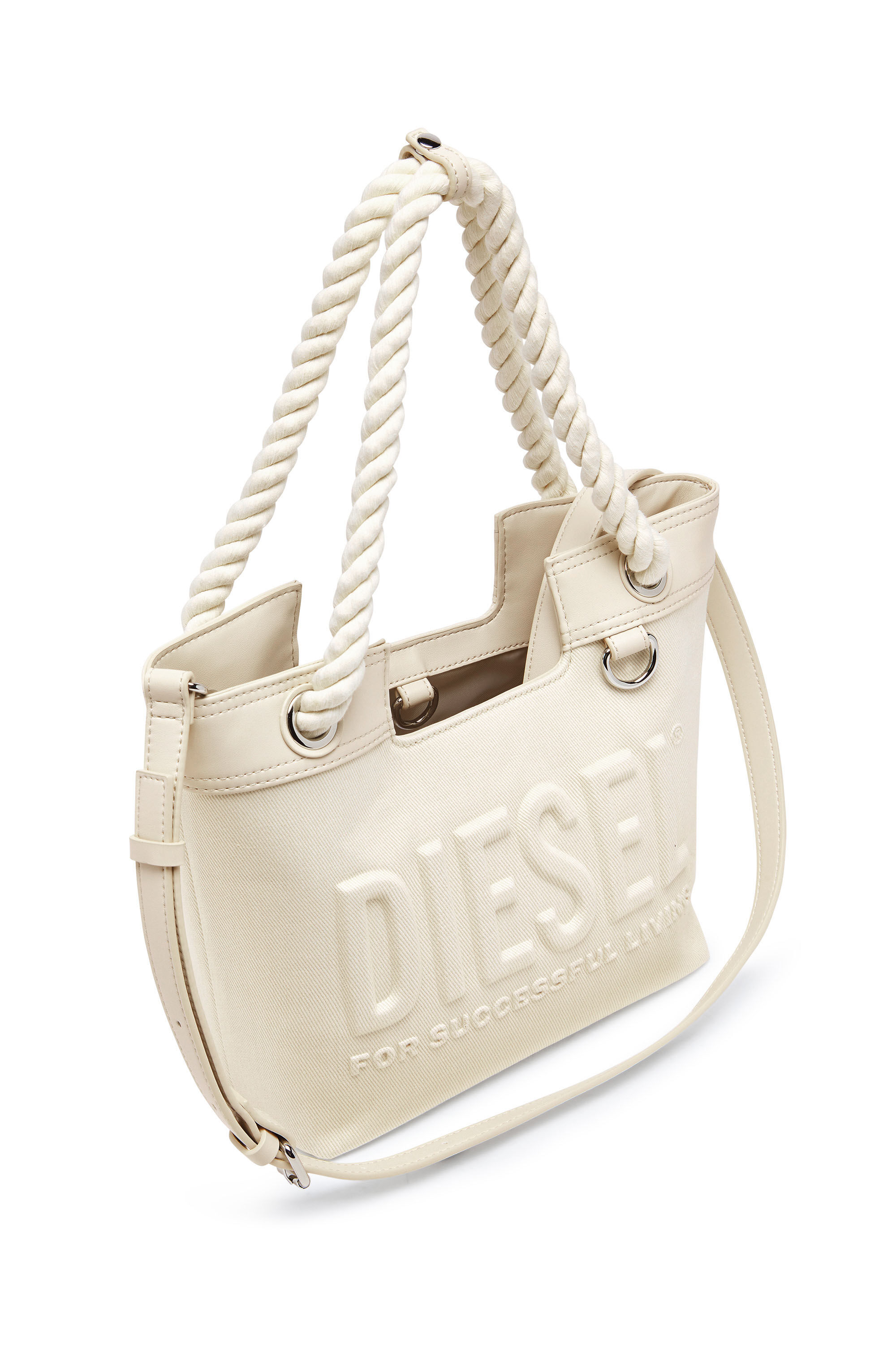 Diesel - DSL 3D SHOPPER XS, Female's Dsl 3D-Small shopping bag in Cordura fabric in クリーム - 5