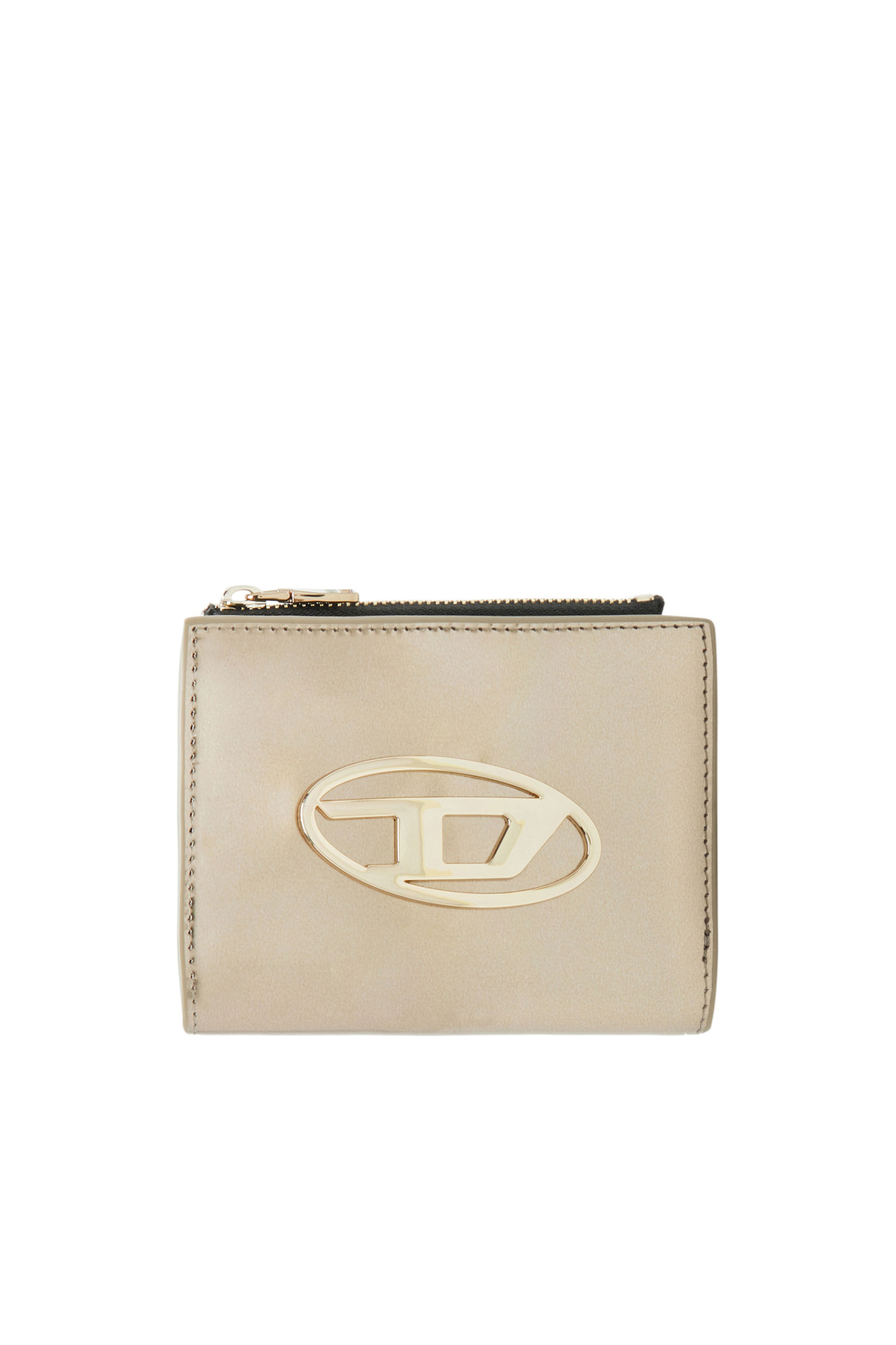 Diesel - BI-FOLD ZIP, Female's カウレザー二つ折りウォレット in ベージュ - 1