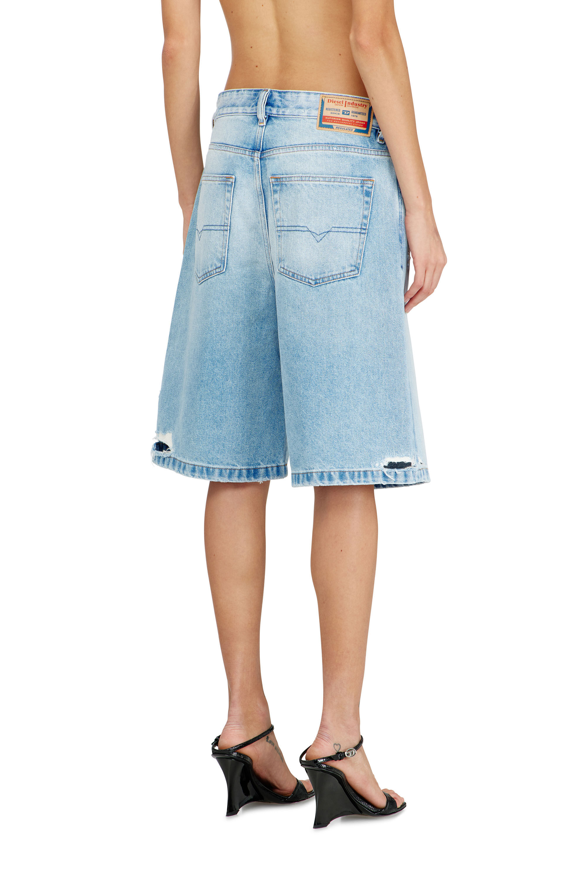 Diesel - DE-SIRE-SHORT, Female's Shorts in destroyed denim in ライトブルー - 4