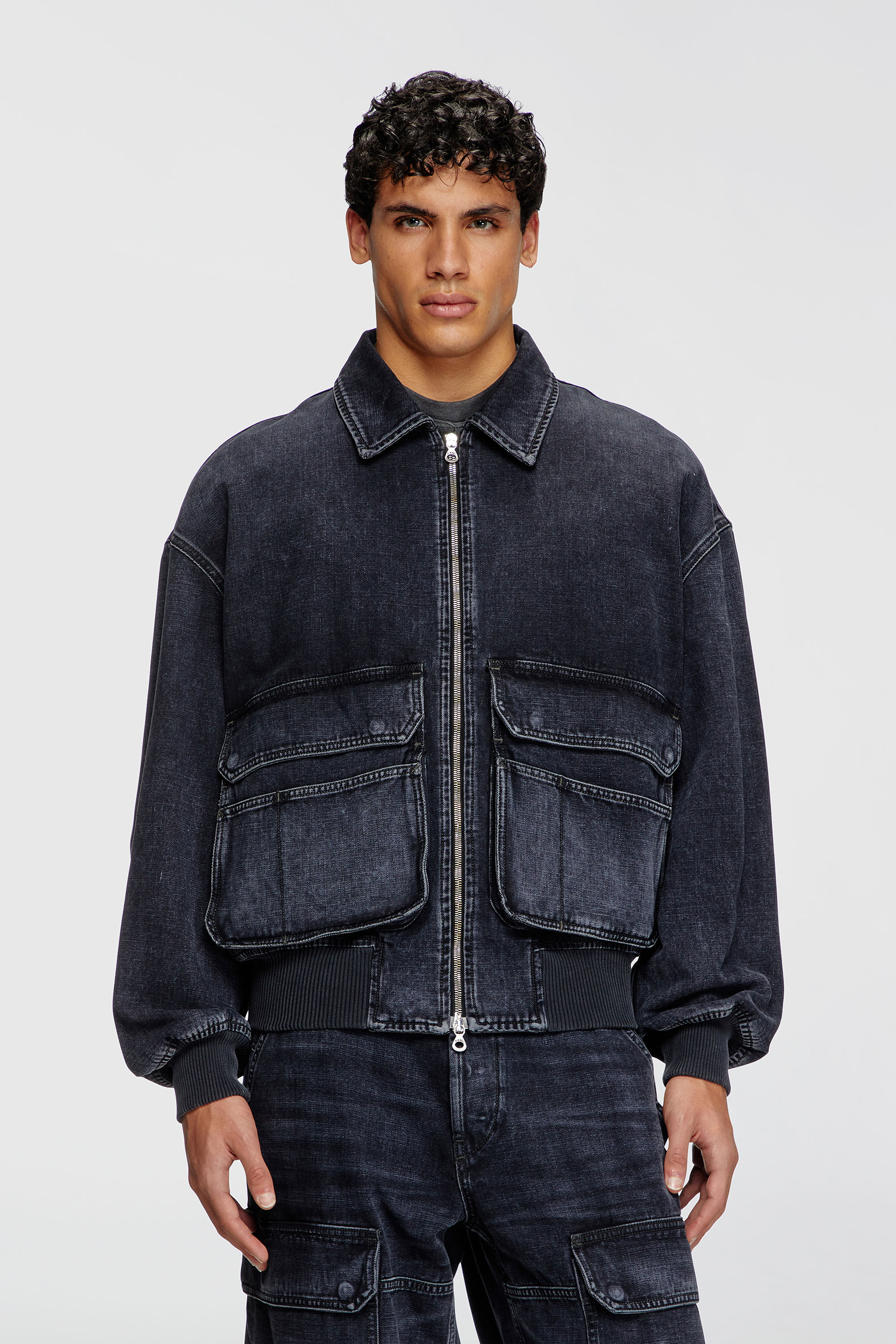 Diesel - D-KURZ, Unisex's Jacket in batavia-weave denim in ブラック - 3
