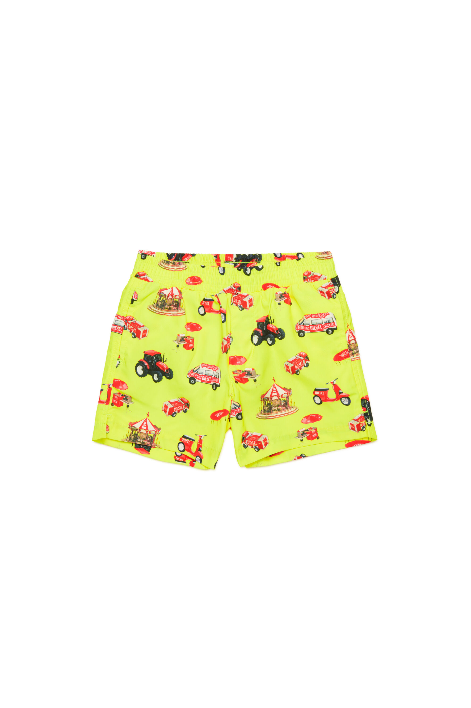 Diesel - MIPANB, Male's Swim shorts with vehicle print in 蛍光イエロー - 1