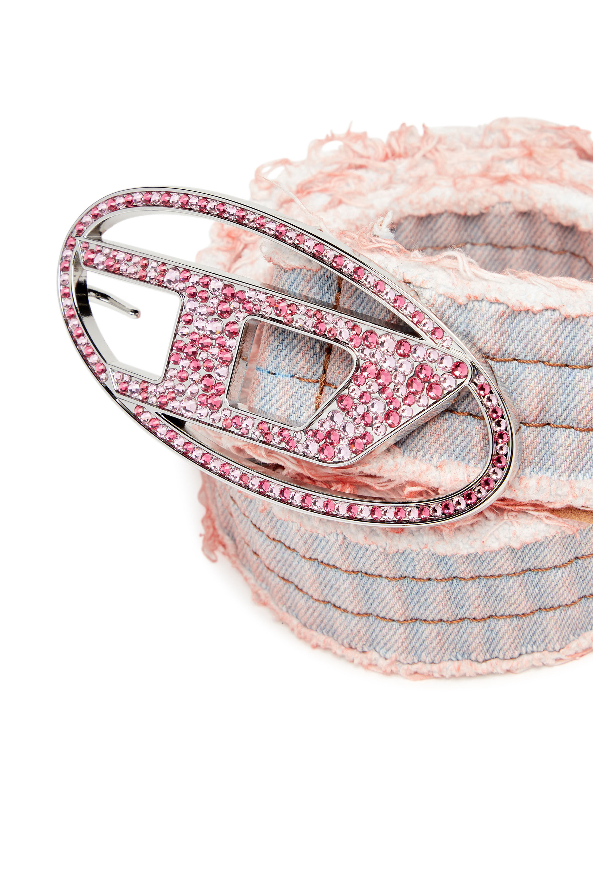 Diesel - B-1DR STRASS, Female's カラーデニムベルト in ピンク / ホワイト - 3