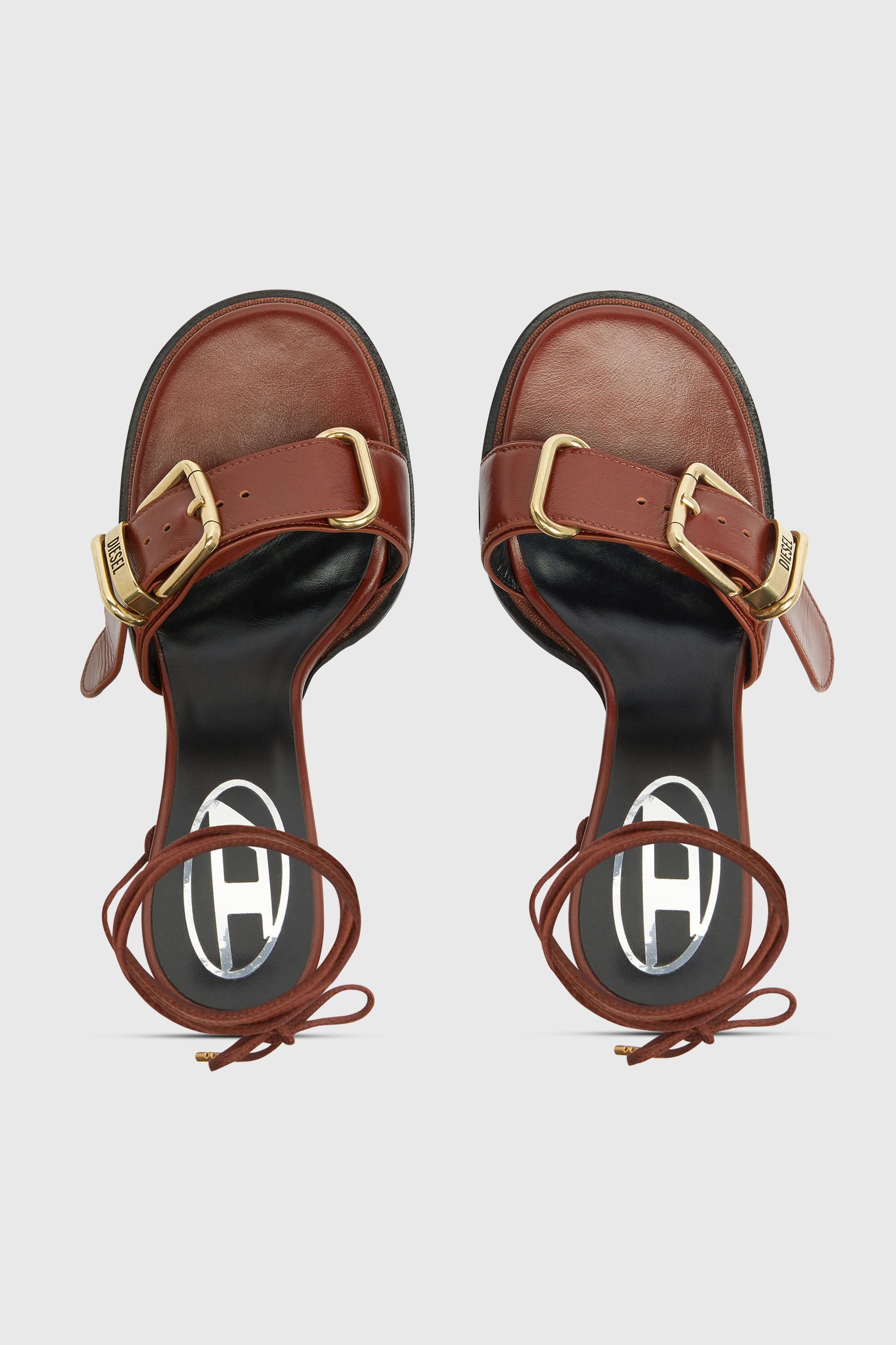 Diesel - D-COCCO-90-SA, Female's D-Cocco-Ankle-wrap sandals in leather in ブラウン - 6