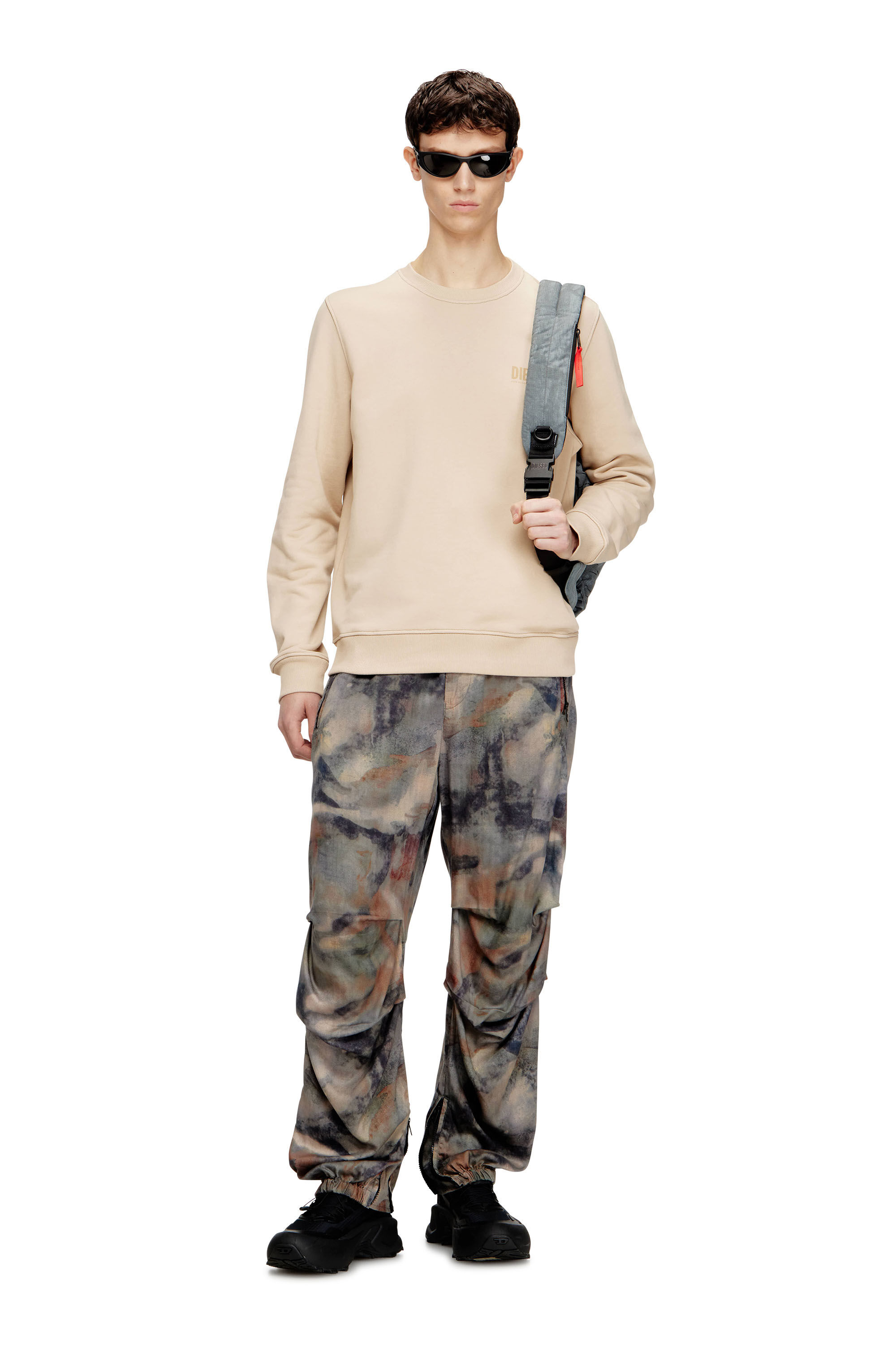 Diesel - S-GINN-V1, Male's Cotton sweatshirt with back camo patch in null - 1