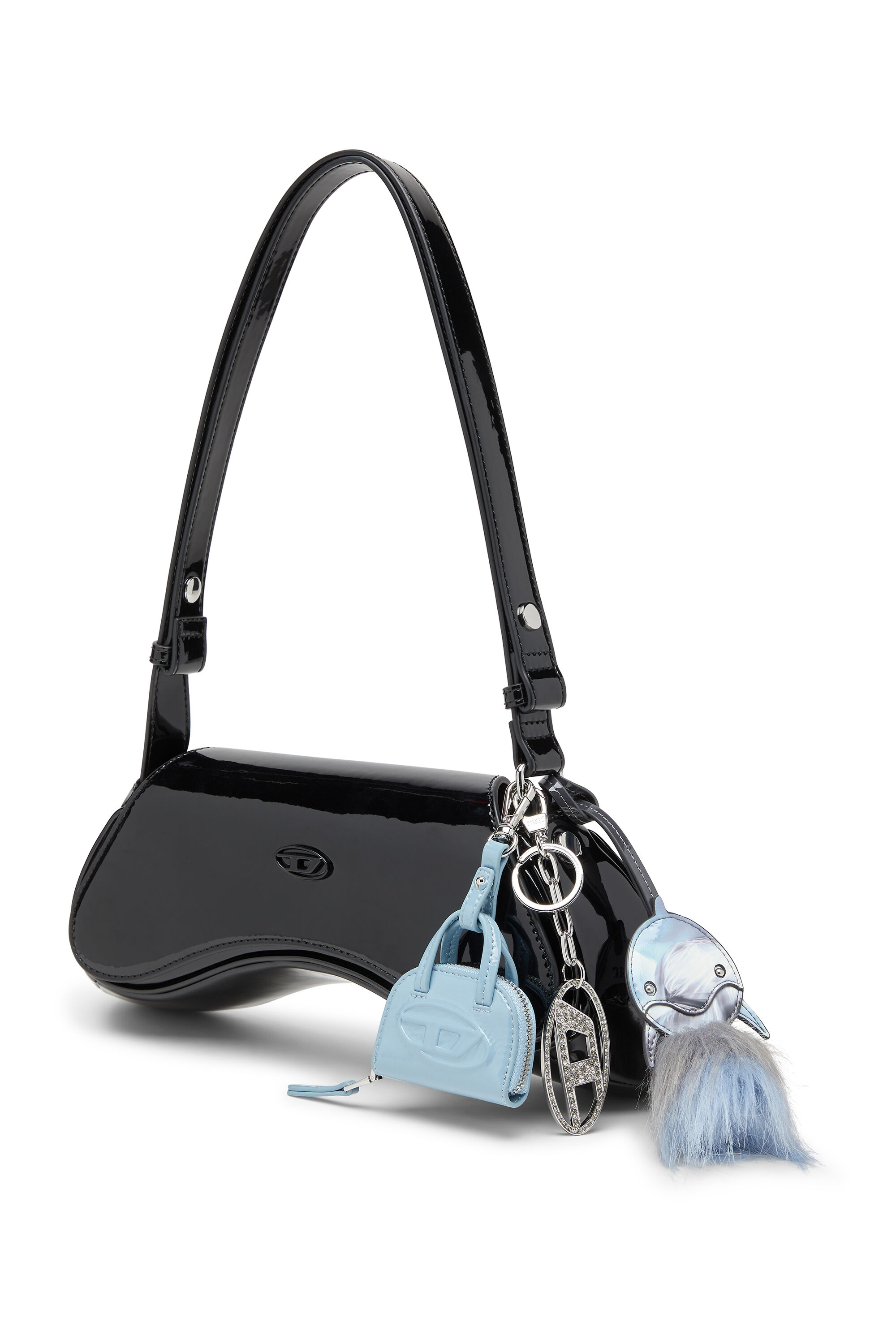 FUR CHARMS II Dolphin bag charm with fluffy tail｜ブルー