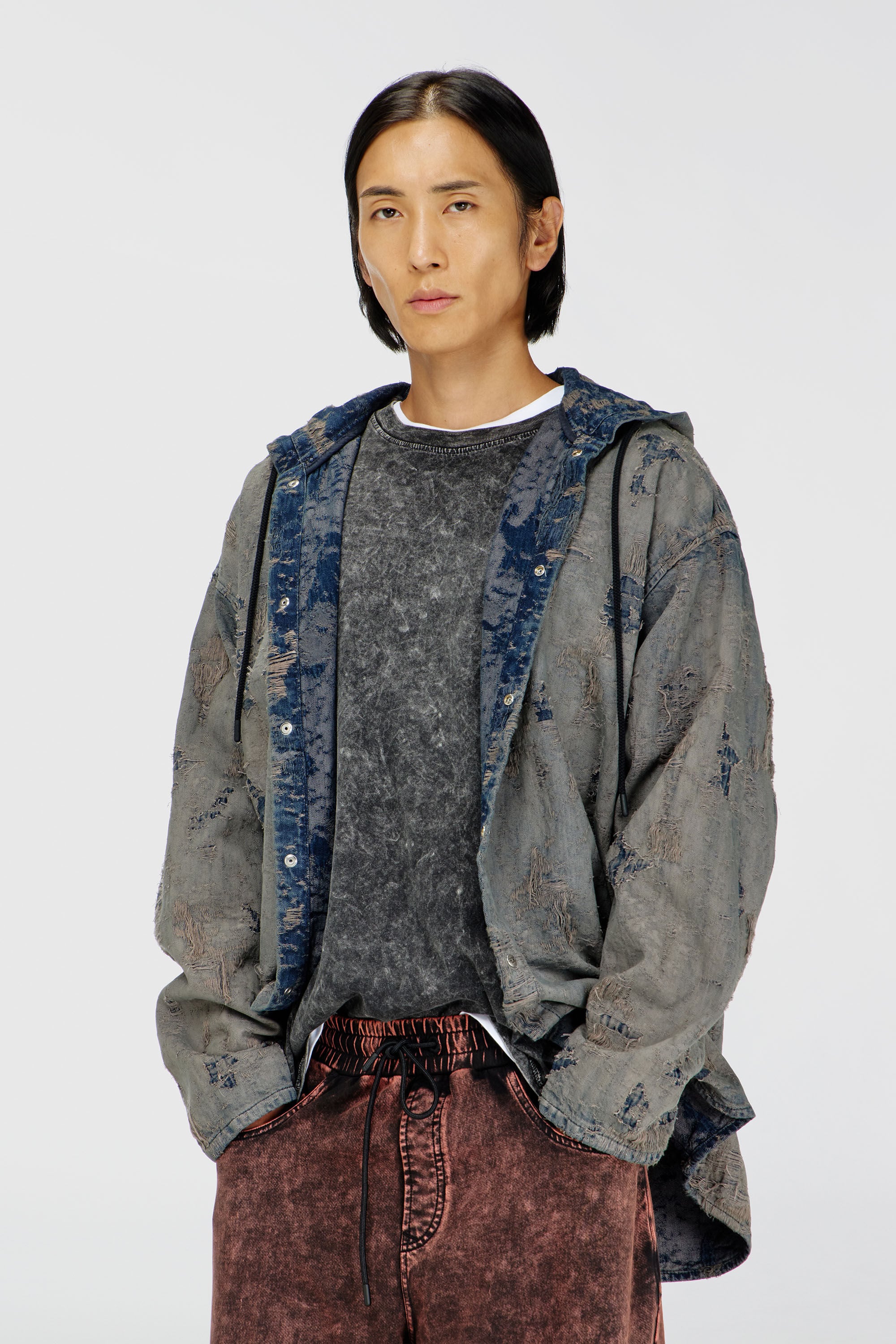 Diesel - D-DEWNY-HOOD, Male's デニムシャツ in ダークブルー - 3