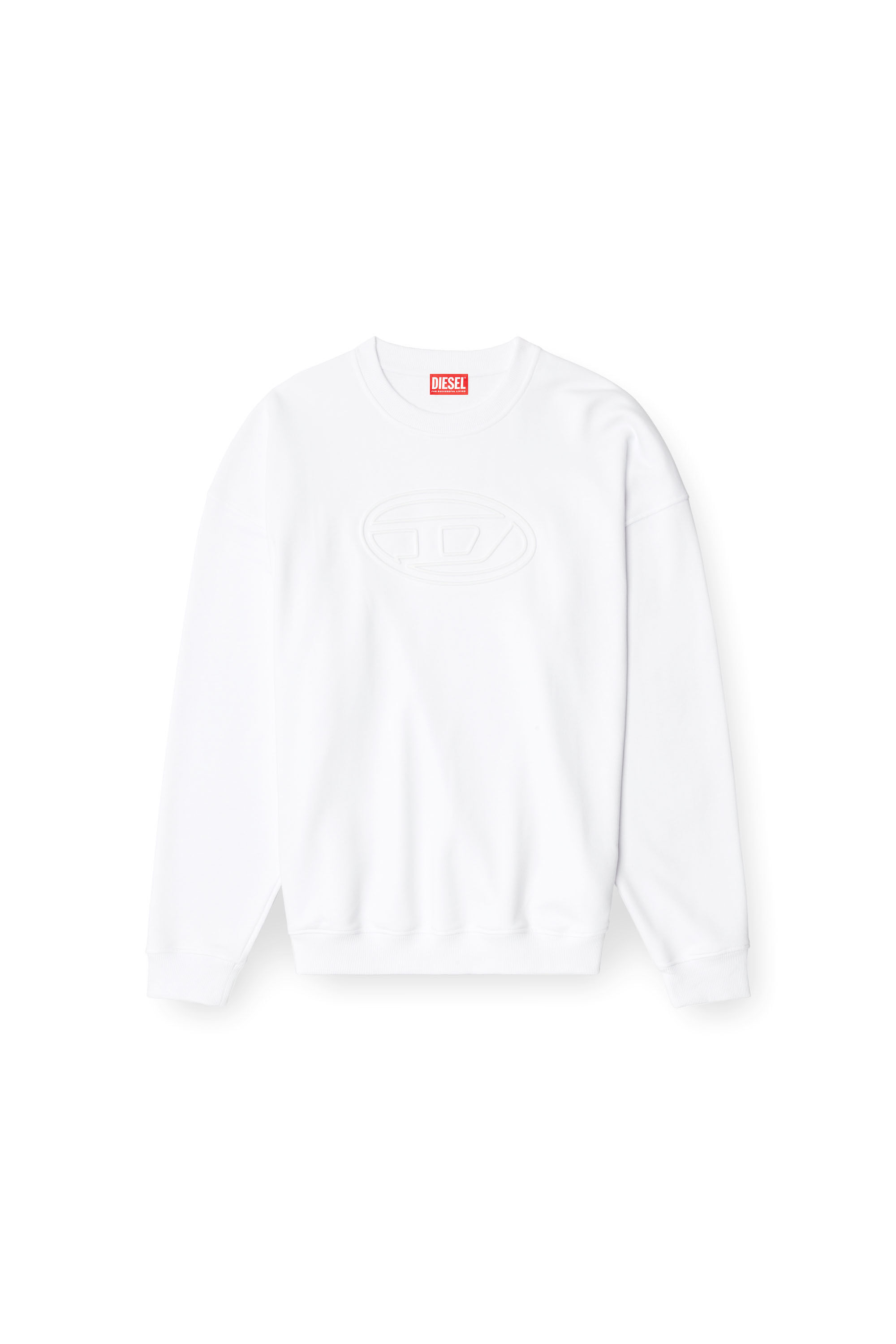 Diesel - S-MART-BIGOVAL, Male's Sweatshirt with embossed Oval D in ホワイト - 2