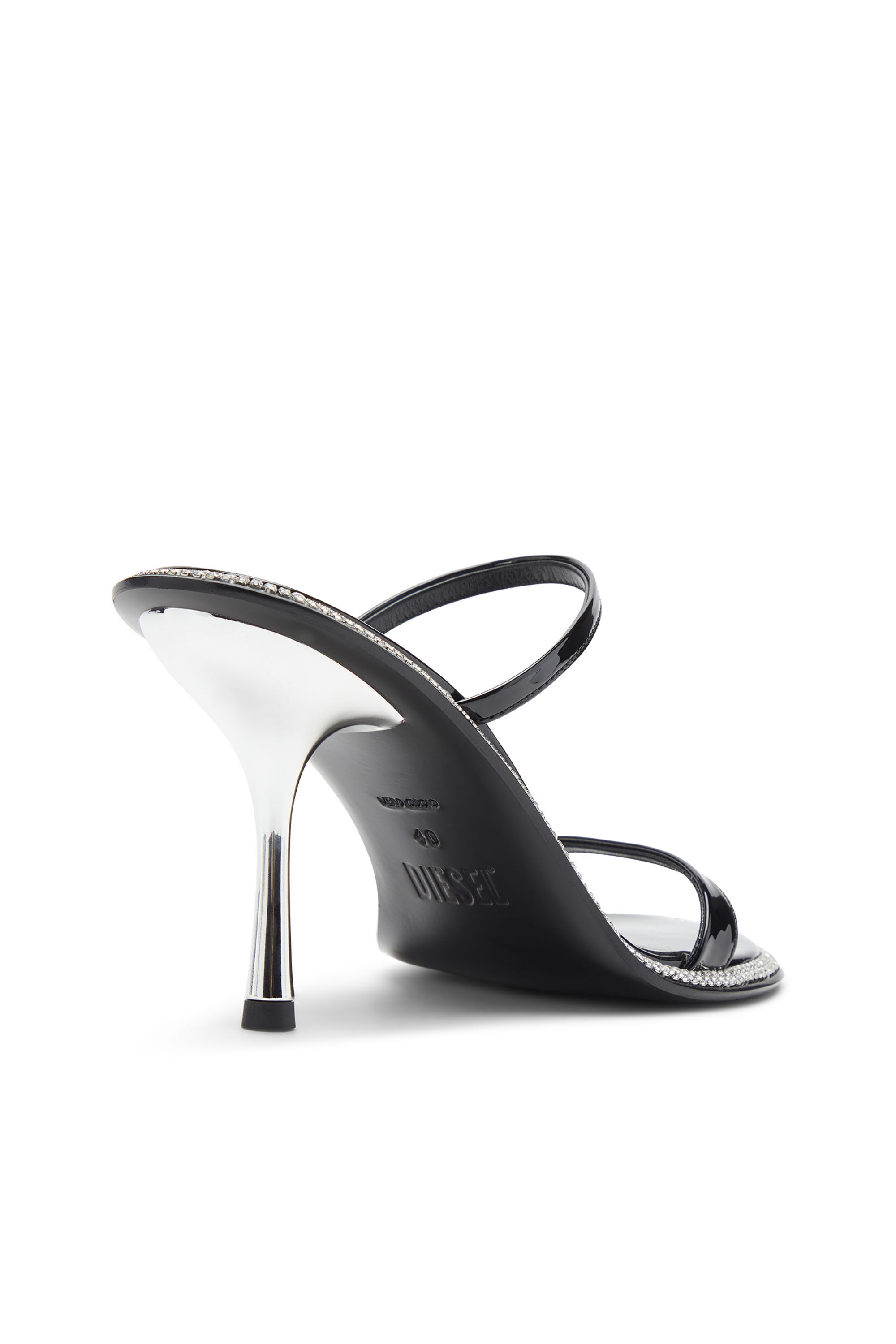 Diesel - D-HAVANNA SDL, Female's D-Havanna-Strappy patent mules with crystals in ブラック - 6