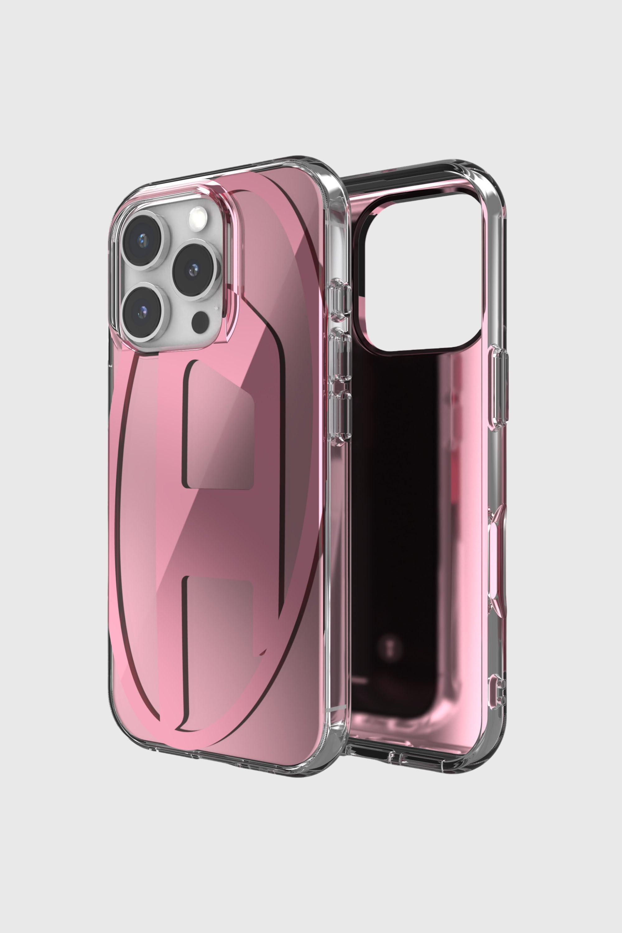 Diesel - 60164 AOP CASE, Unisex's Oval D Mirror Case for iP 16 Pro in ピンク / ホワイト - 1