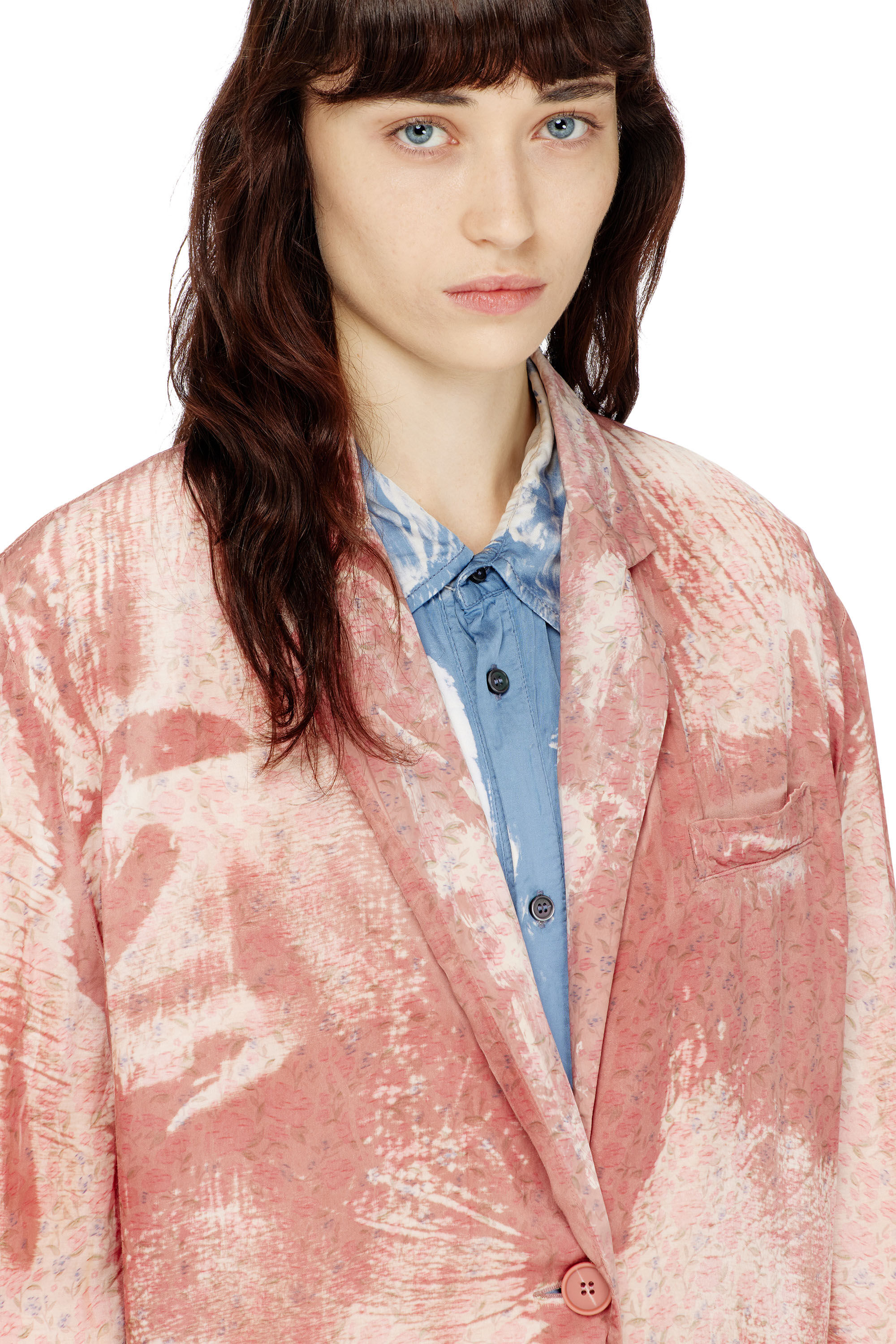 Diesel - G-ELYA, Female's Double-layer blazer with X-ray effect in ピンク / ホワイト - 4