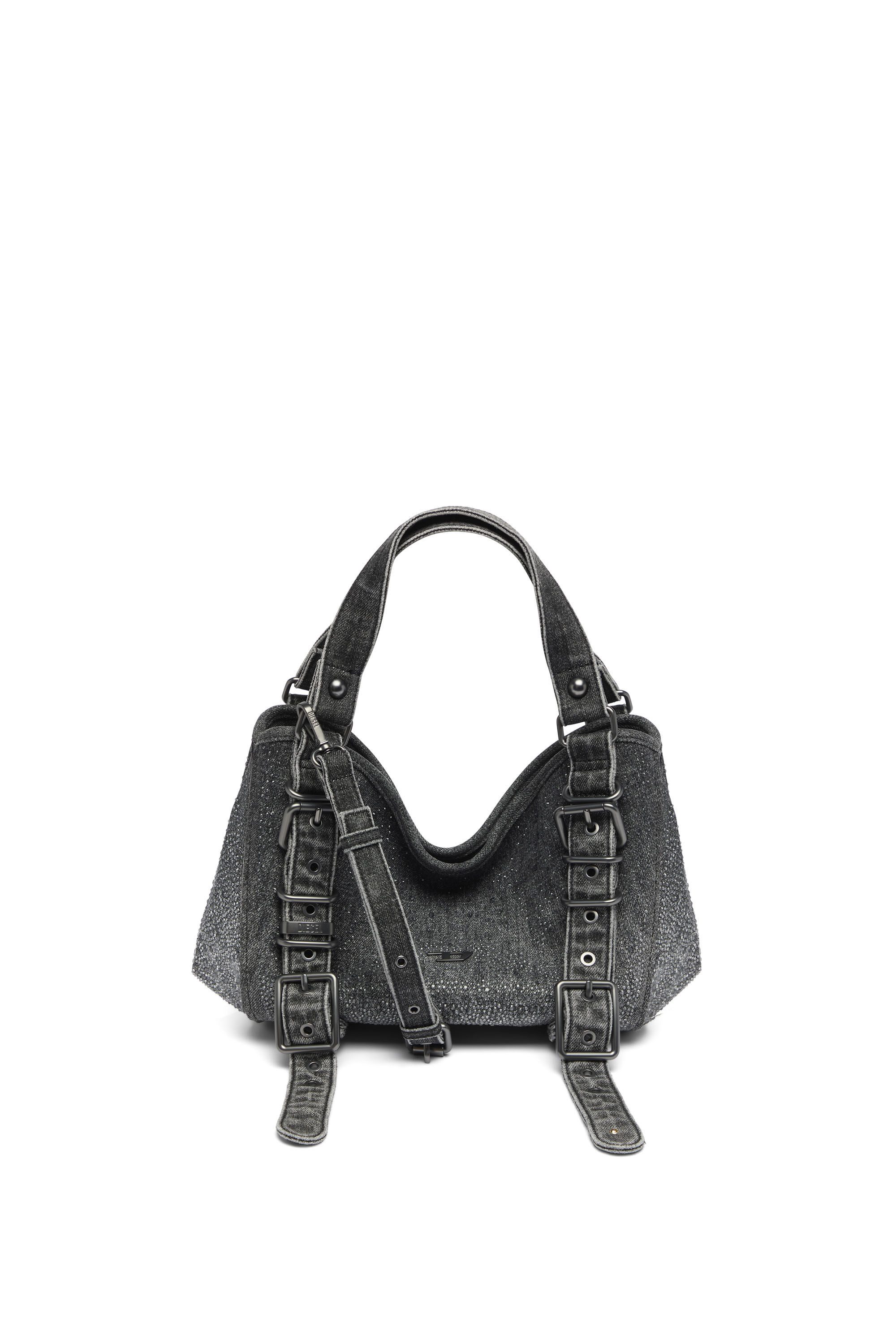 Diesel - D-ONE TOPHANDLE S, Female's D-One-Small top-handle bag in crystal solarised denim in ブラック - 1