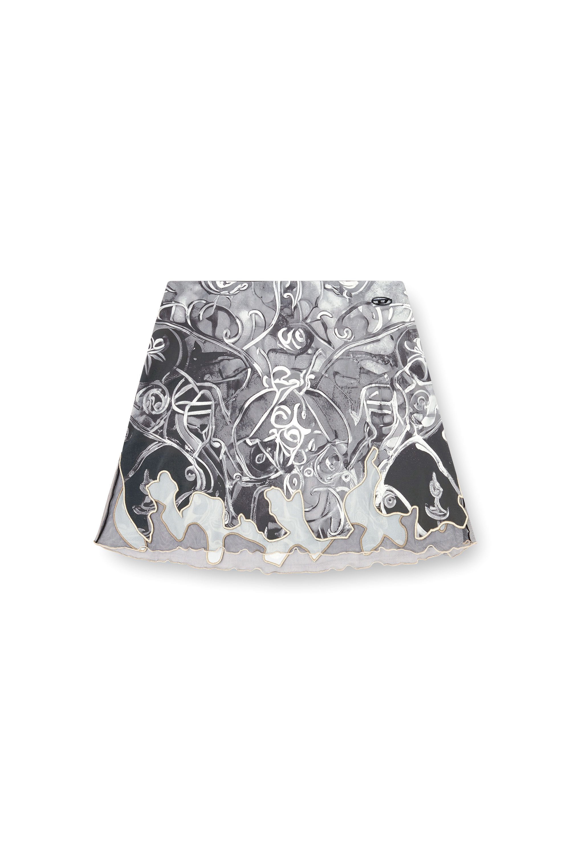 Diesel - O-LANE, Female's Nylon mini skirt with Heraldic print in グレー - 2