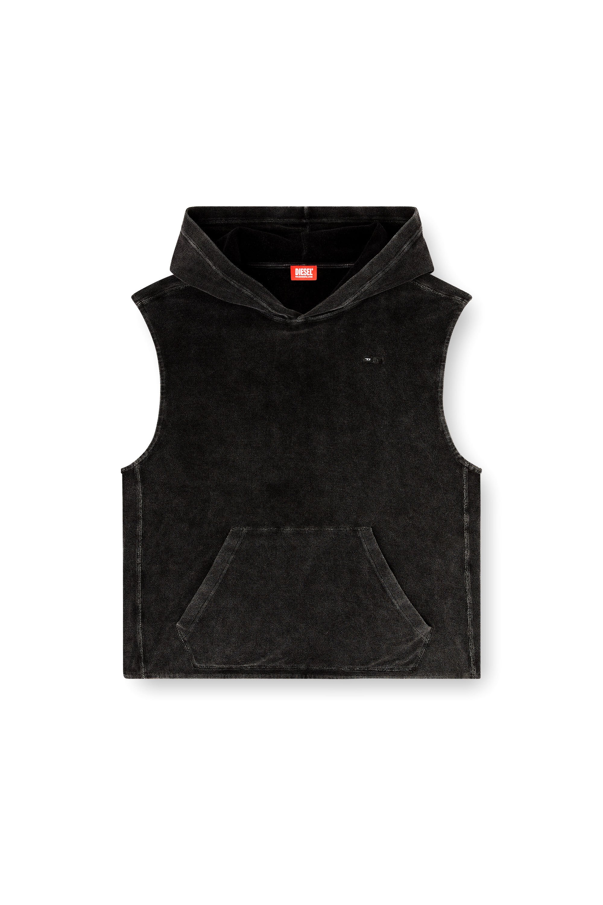Diesel - ARUBA-DNM, Male's Sleeveless hoodie with denim effect in ブラック - 4