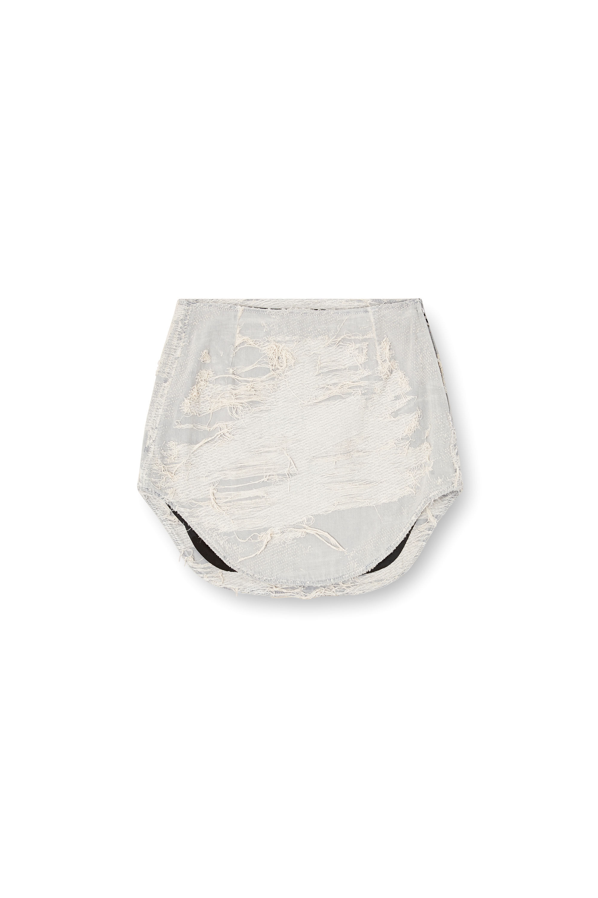 DE-ADA-FSG1 Skirt in overdyed floating-threads denim｜グレー