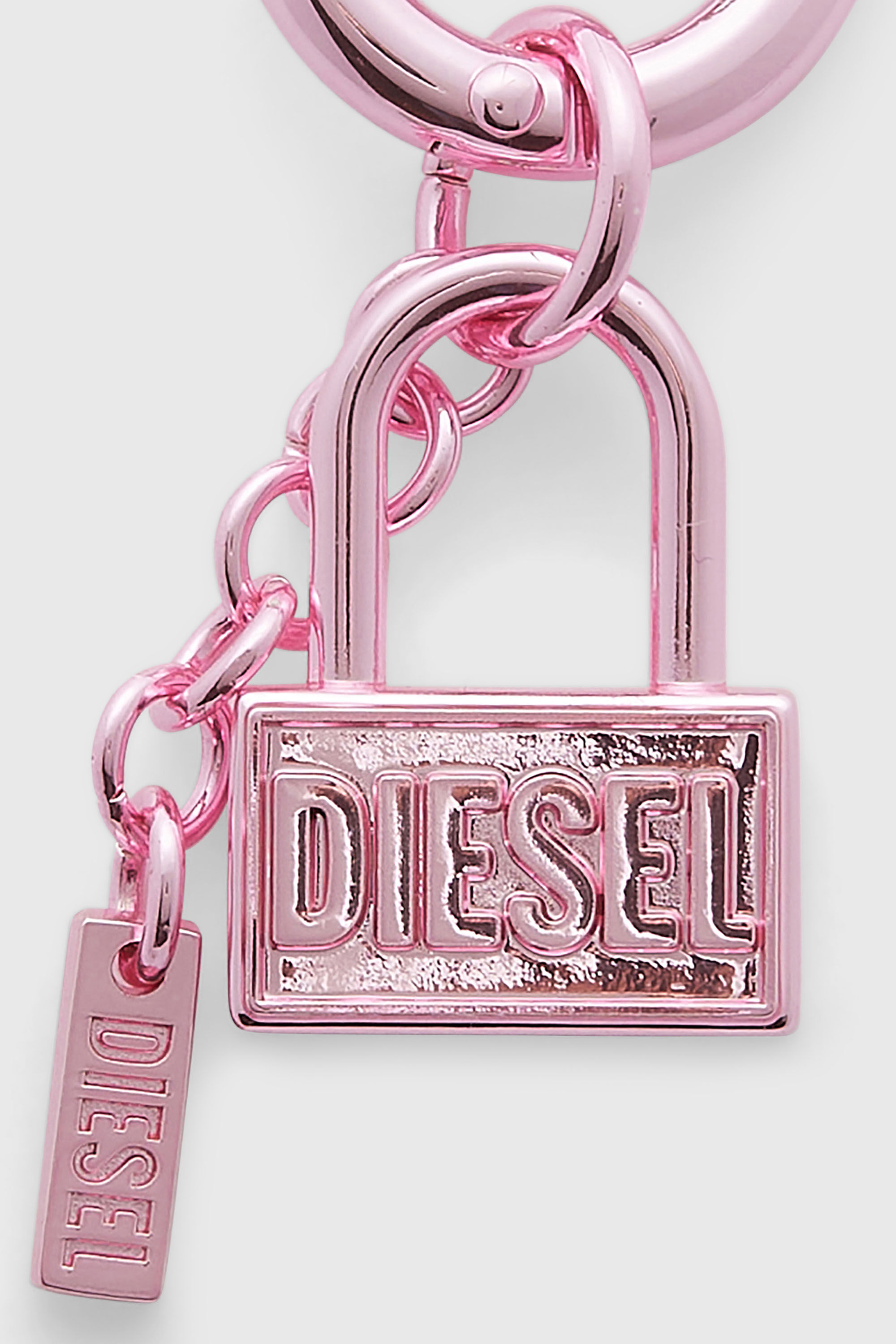 Diesel - CHARM-LOCK, Unisex's Metal keyring charm with padlock design in ピンク / ホワイト - 3
