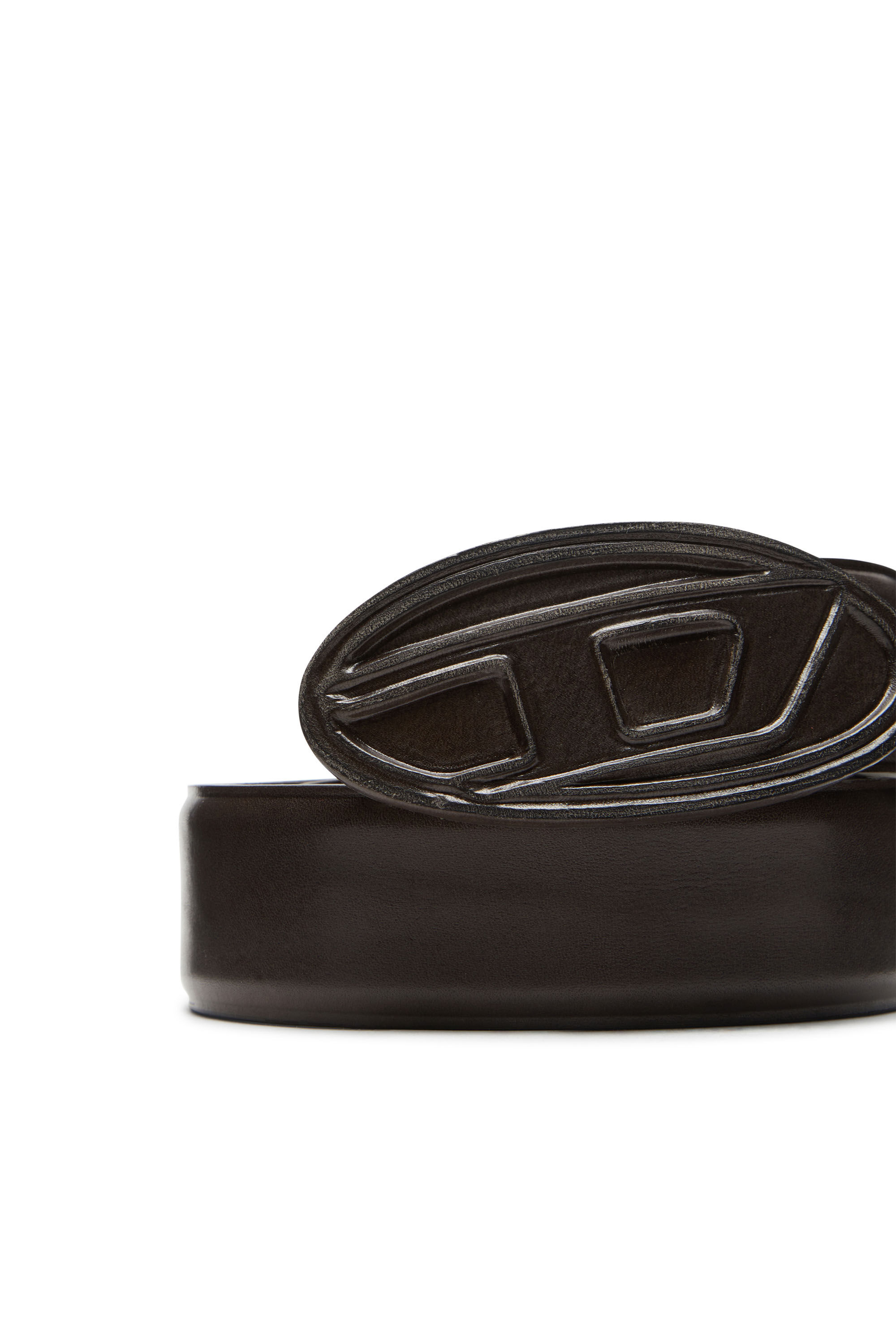Diesel - B-1DR SCRATCH, Male's Leather belt with leather-covered buckle in ダークブラウン - 3