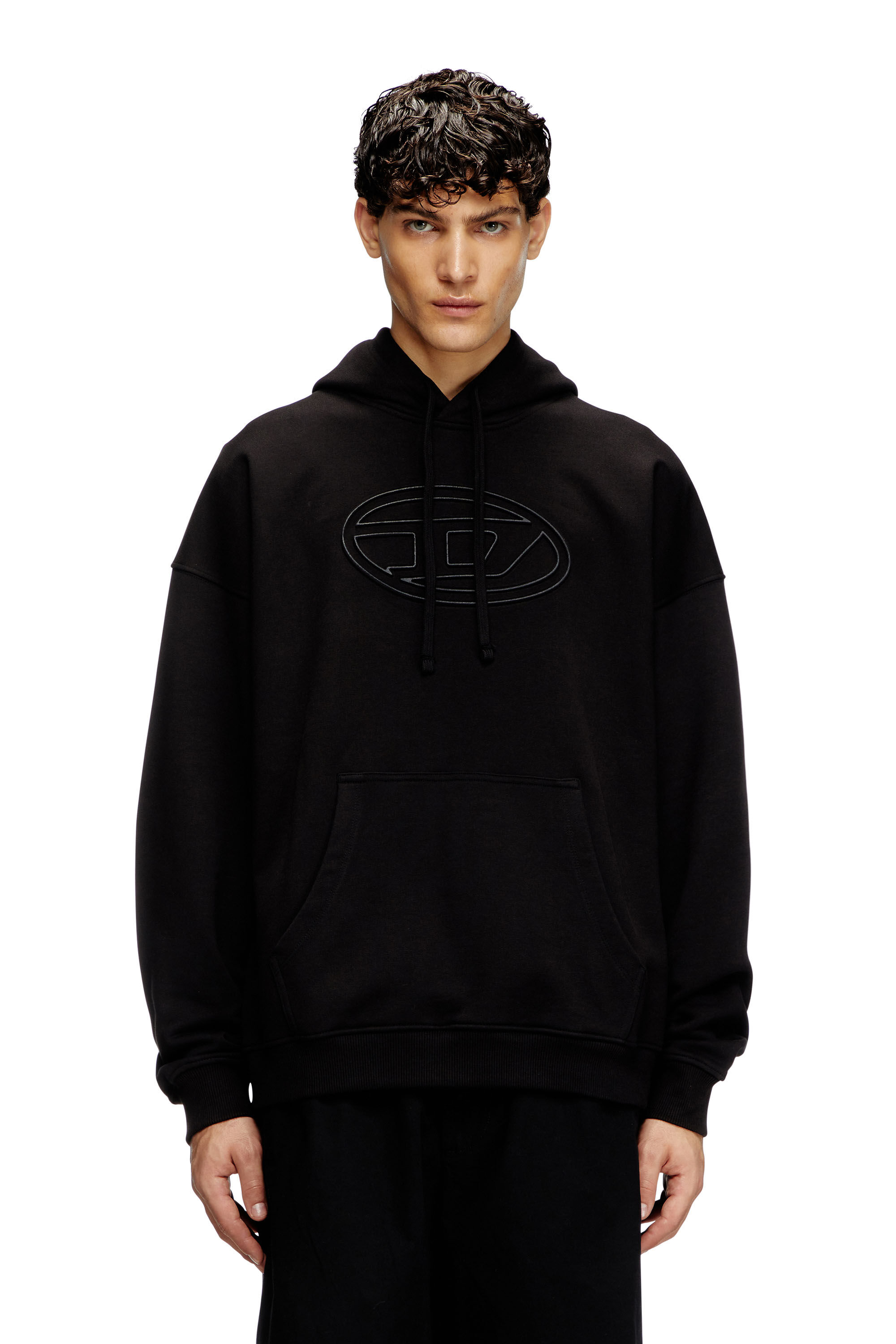 Diesel - S-UMMER-BIGOVAL, Male's Hoodie with embossed Oval D in ブラック - 3