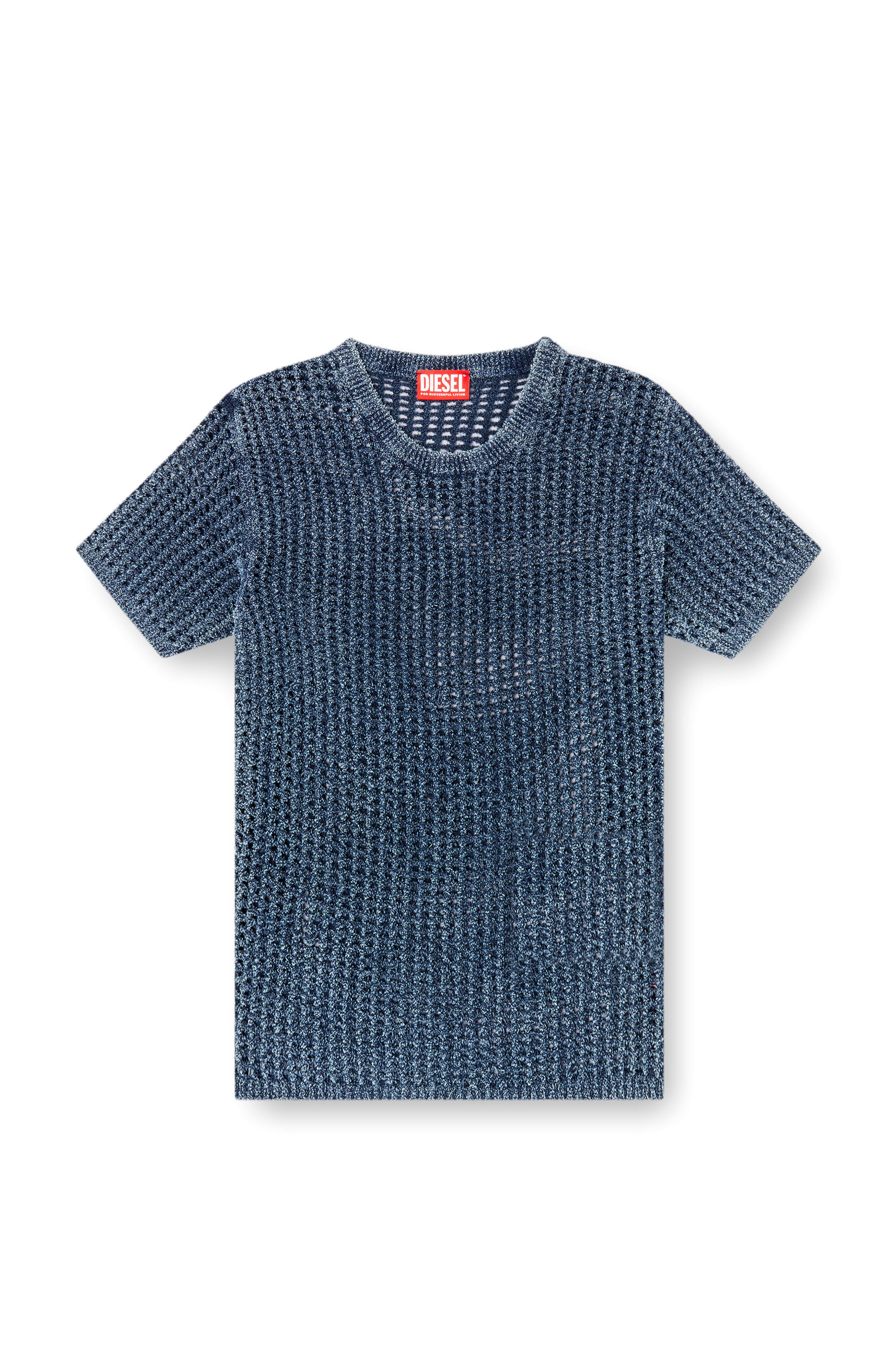 Diesel - M-SQUER, Female's Open-knit jumper in denim yarn in ブルー - 2