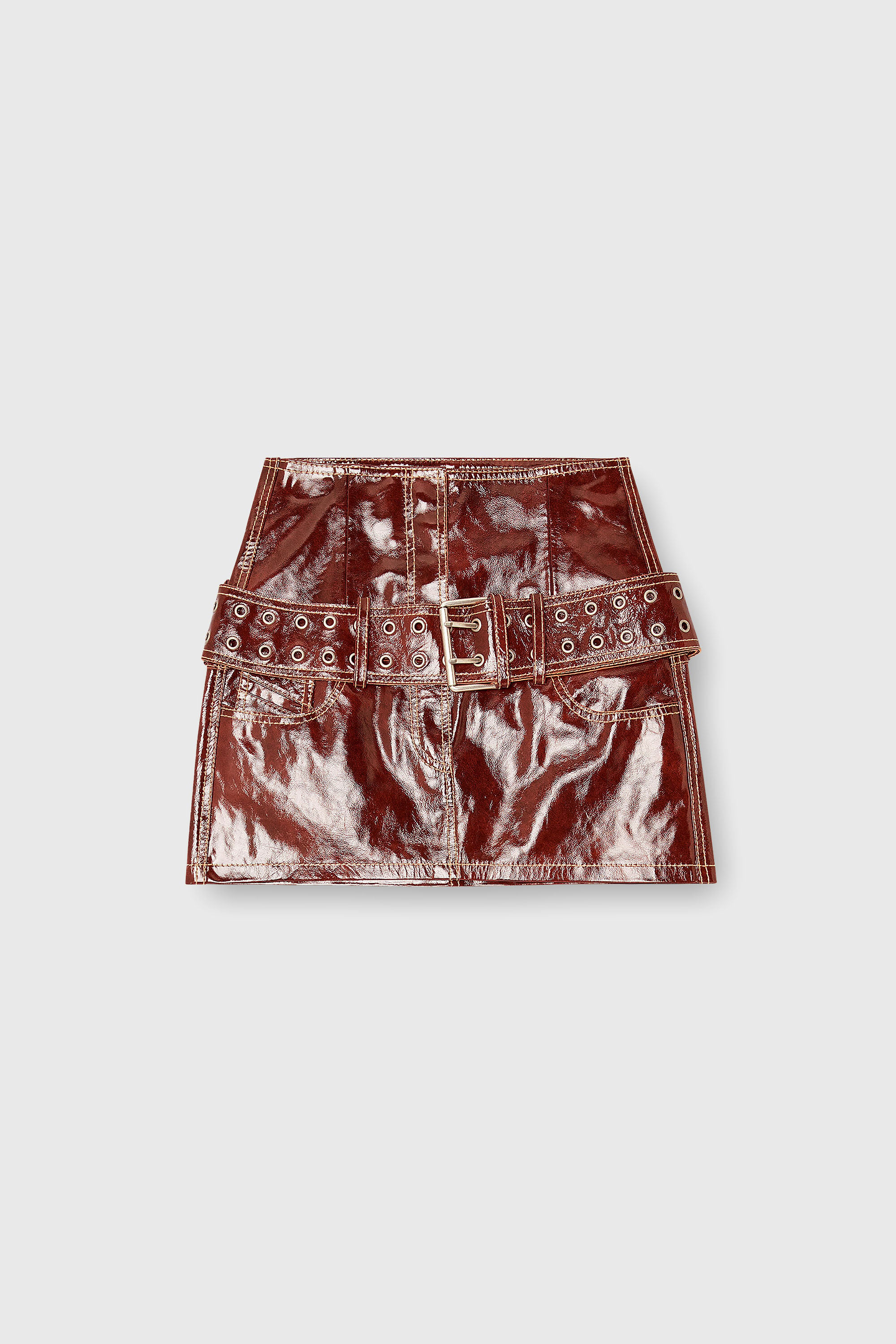 Diesel - L-EVANT, Female's レザースカート in ブラウン - 2