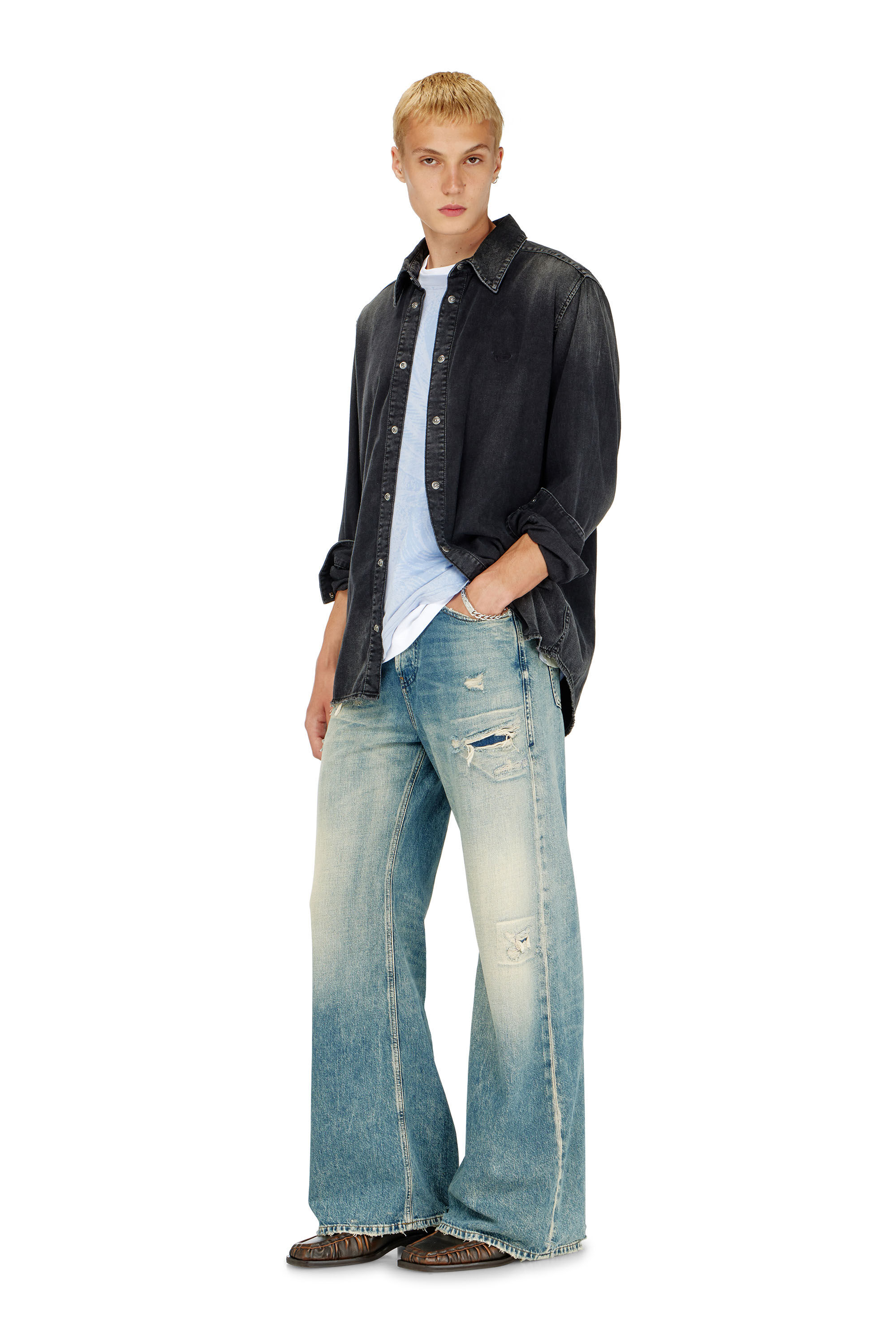 D-SIMPLY Long-sleeve denim shirt｜ブラック｜メンズ｜DIESEL