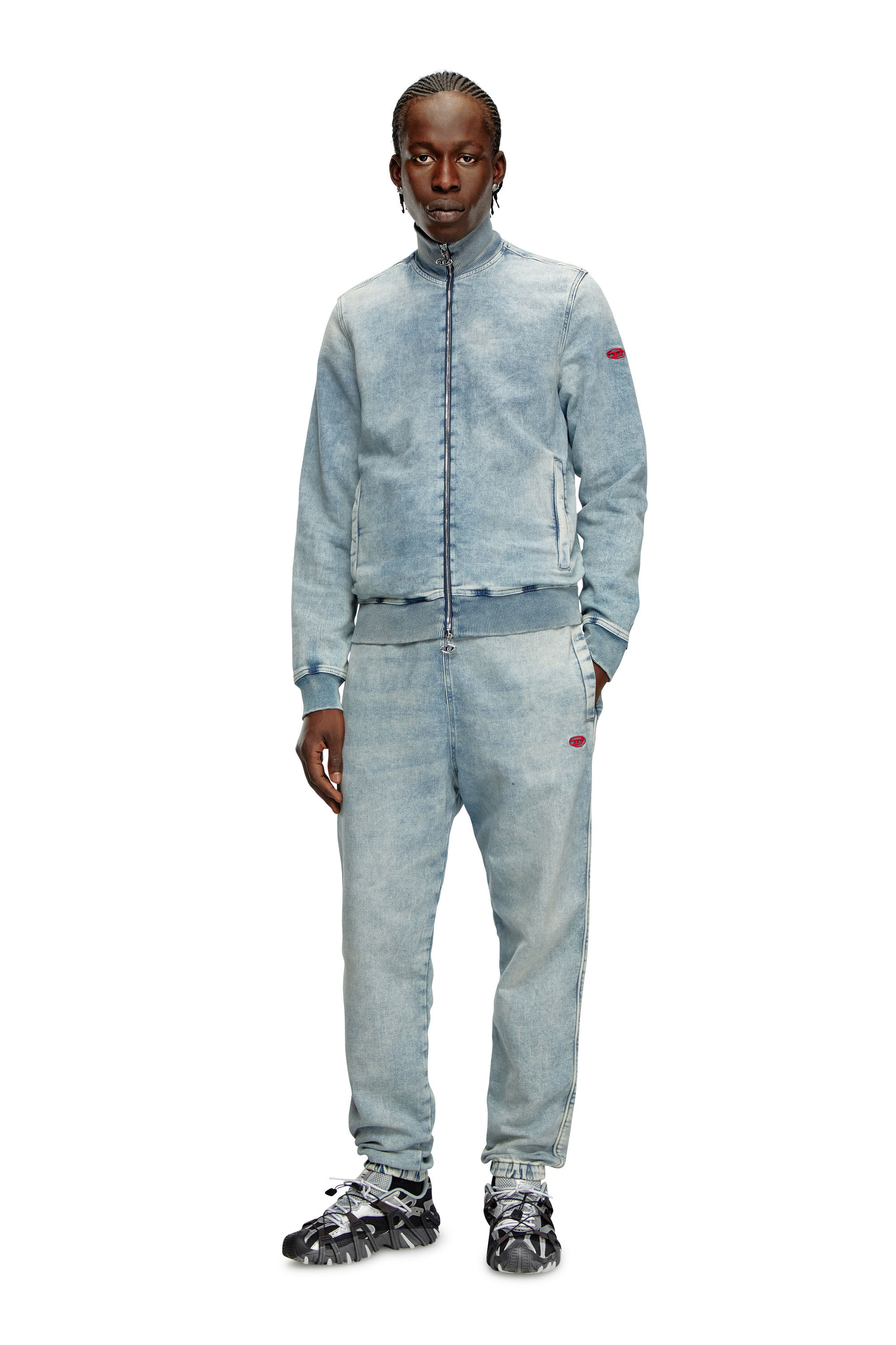 Diesel - D-BUZEE TRACK, Unisex's Zip-up sweater in Track Denim in ライトブルー - 1
