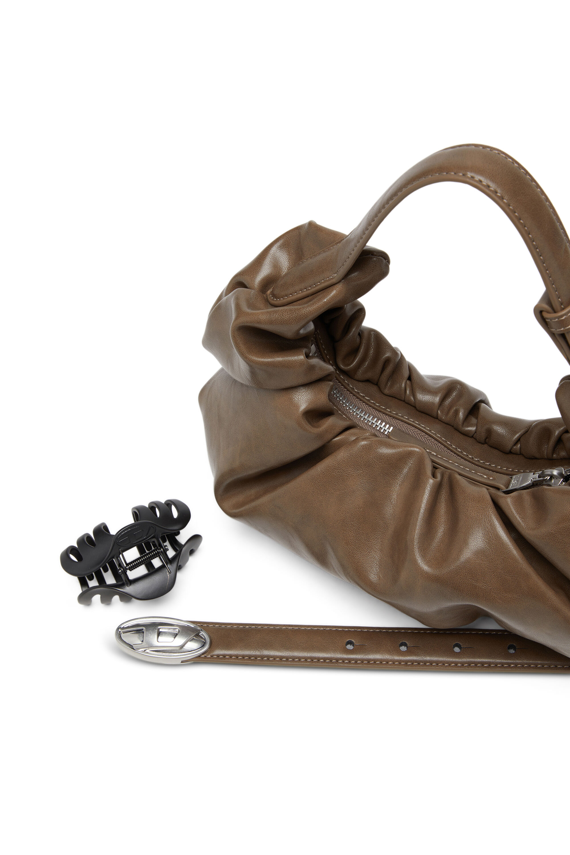GRAB-D HOBO S Grab-D S-Small scrunched hobo bag in shiny PU