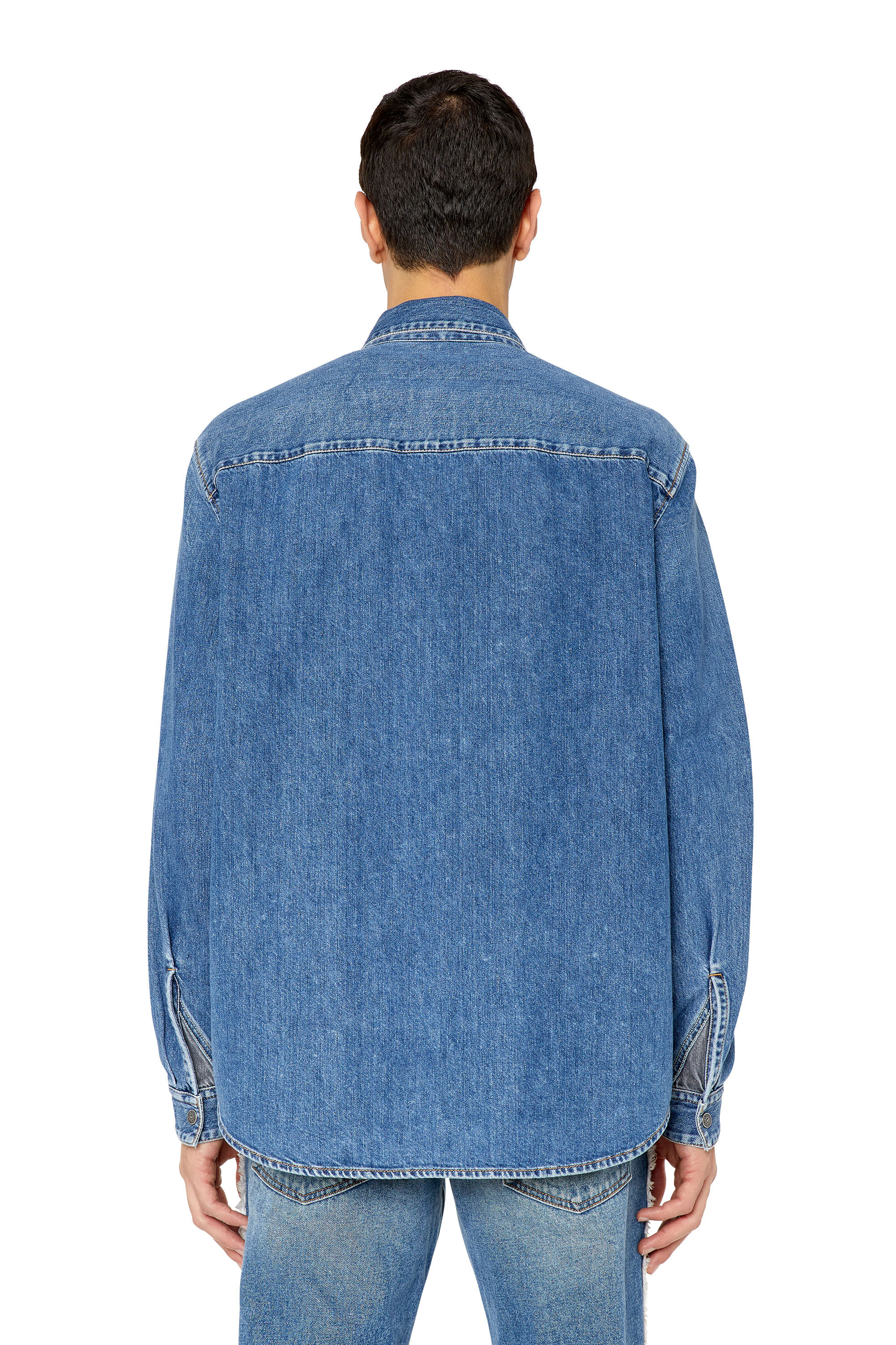 Diesel - D-SIMPLY-RS, Male's デニム シャツ インサートデニム in ミディアムブルー - 5