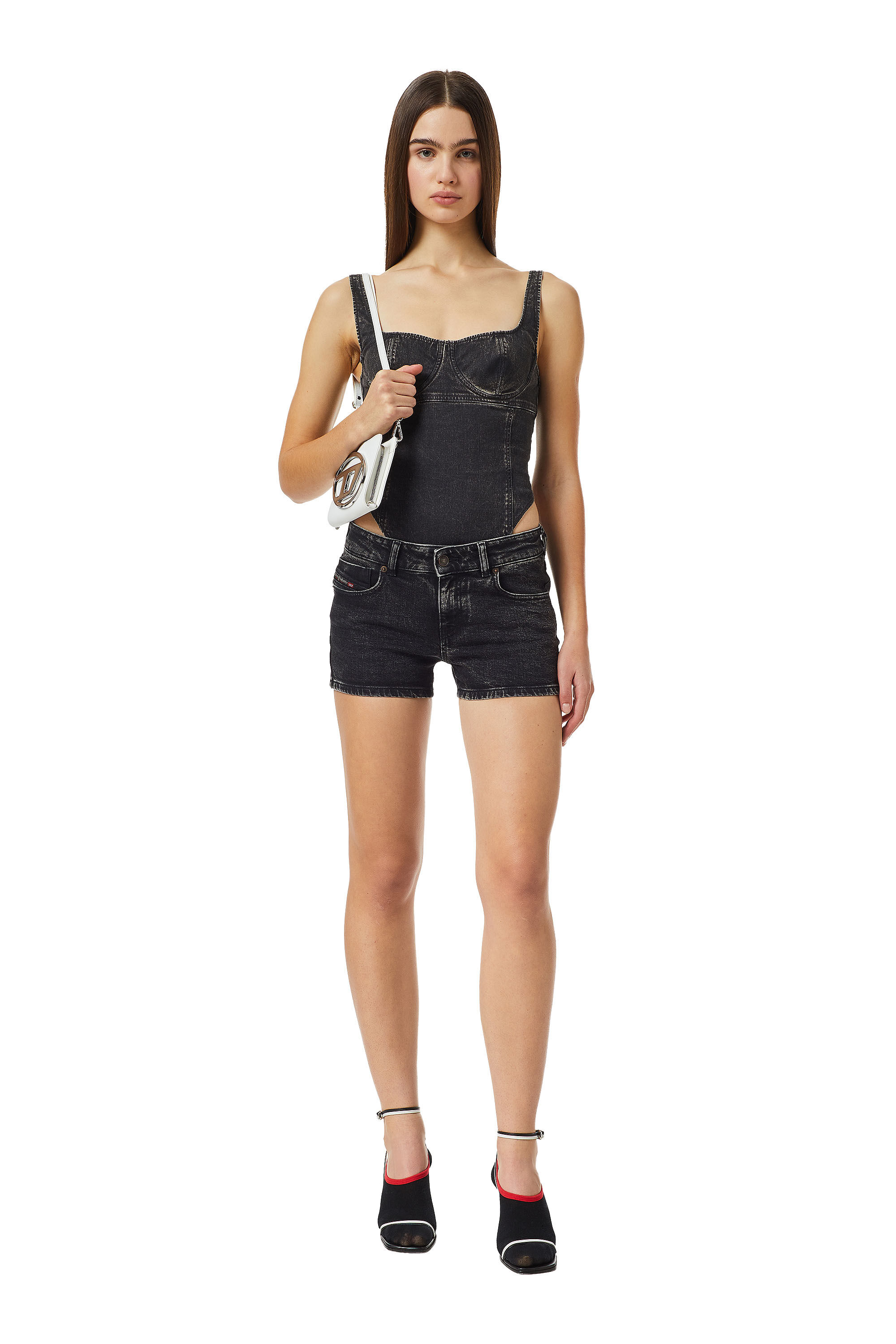 Diesel - DE-LYLA SHORT PANTS, Female's Shorts in denim in ブラック/ダークグレー - 1