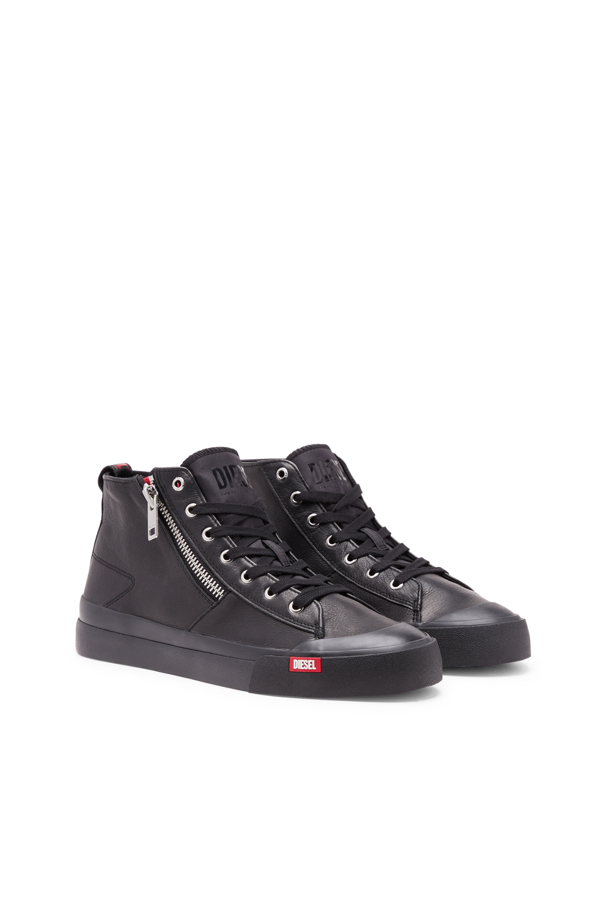 Diesel - S-ATHOS ZIP, Male's S-Athos Zip-High-top sneakers in premium leather in ブラック - 2