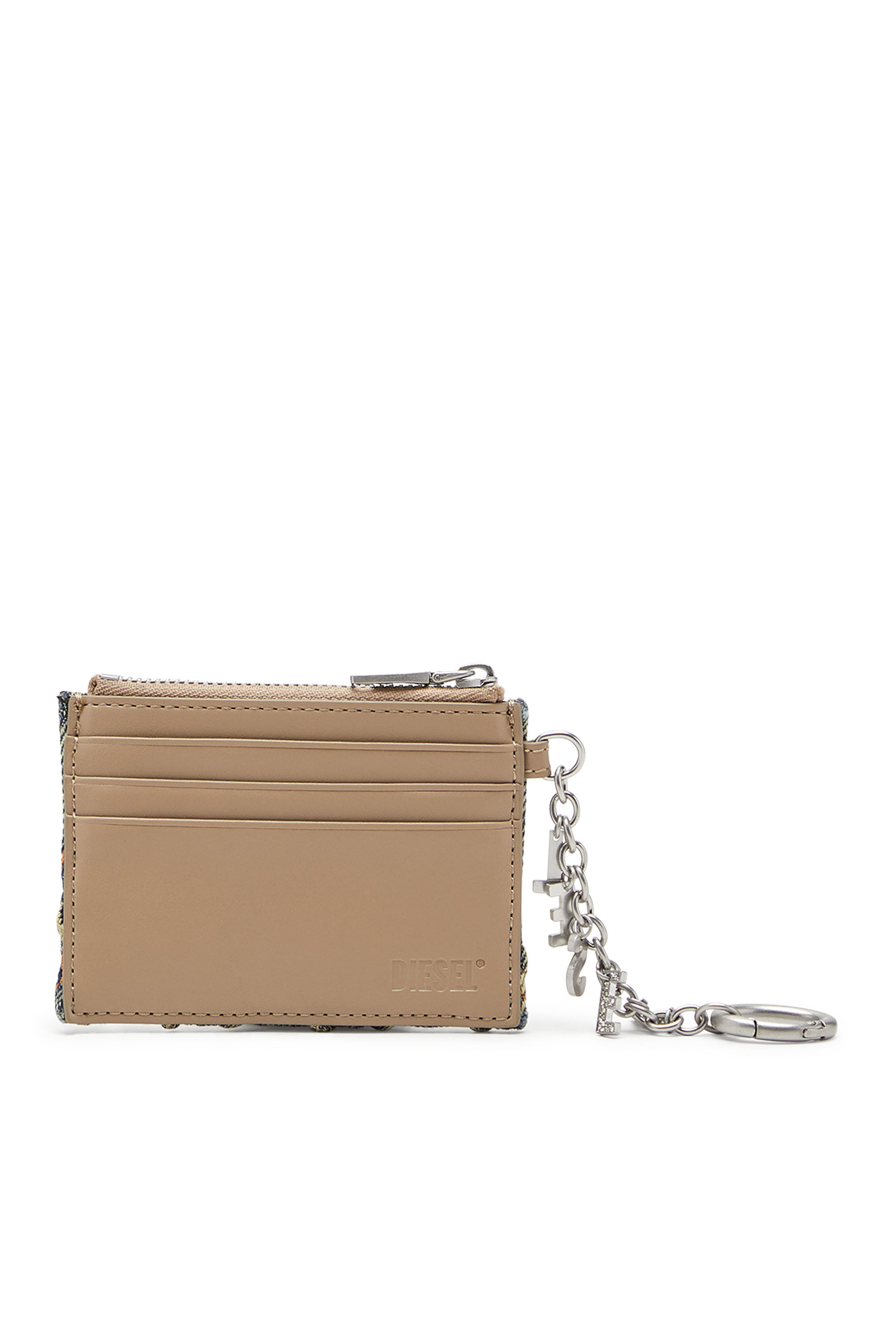 Diesel - CARD HOLDER WITH CHAIN, Female's Card holder in argyle quilted denim in ブルー - 2