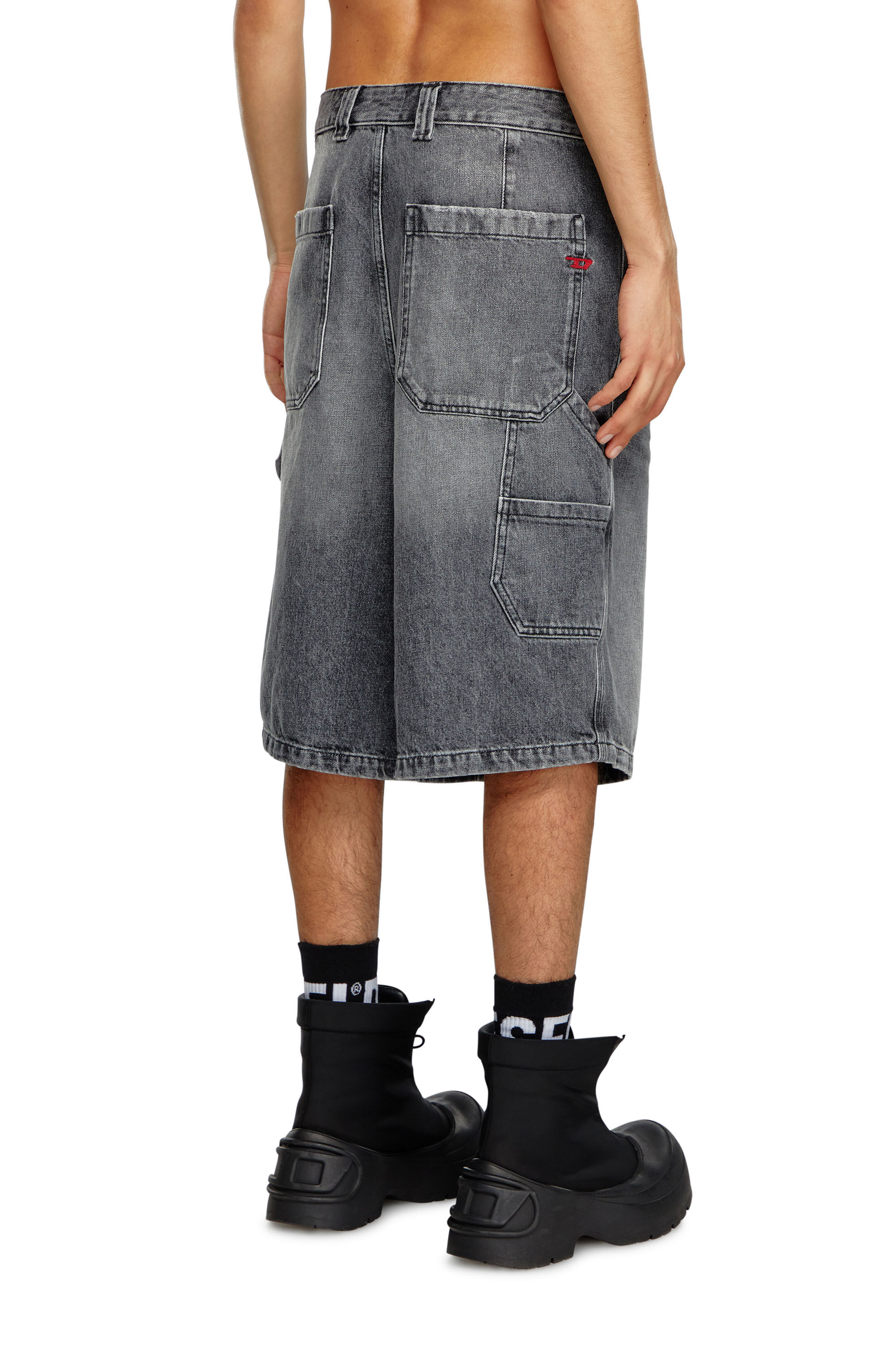 Diesel - D-LIVERY-SHORT, Male's Hemp denim utility shorts in ブラック - 5