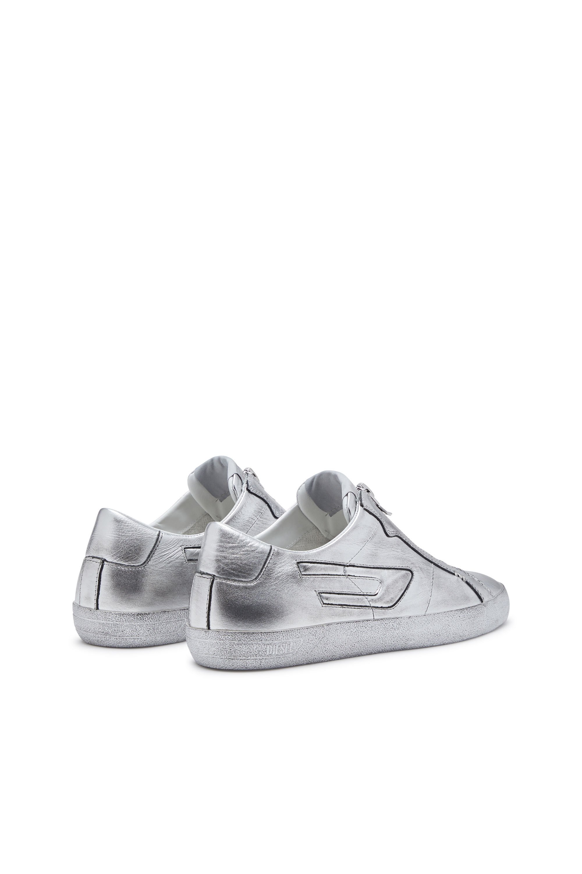 Diesel - S-LEROJI ZIP LOW, Male's レザー メタリック ローカットスニーカー - S-Leroji Zip Low in シルバー - 4