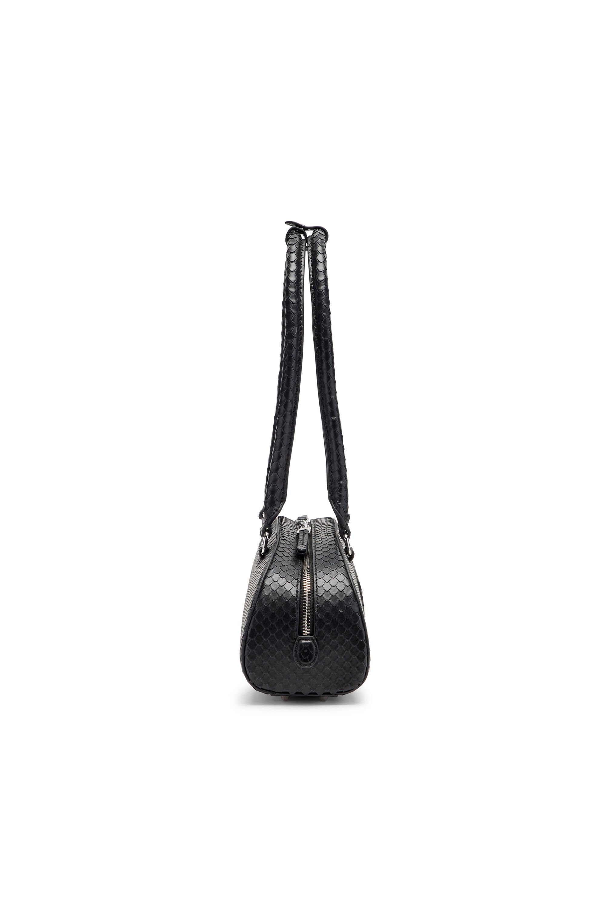 Diesel - 1DR DOME SHOULDER EW, Female's 1DR Dome-Elongated bowling bag in textured leather in ブラック - 4