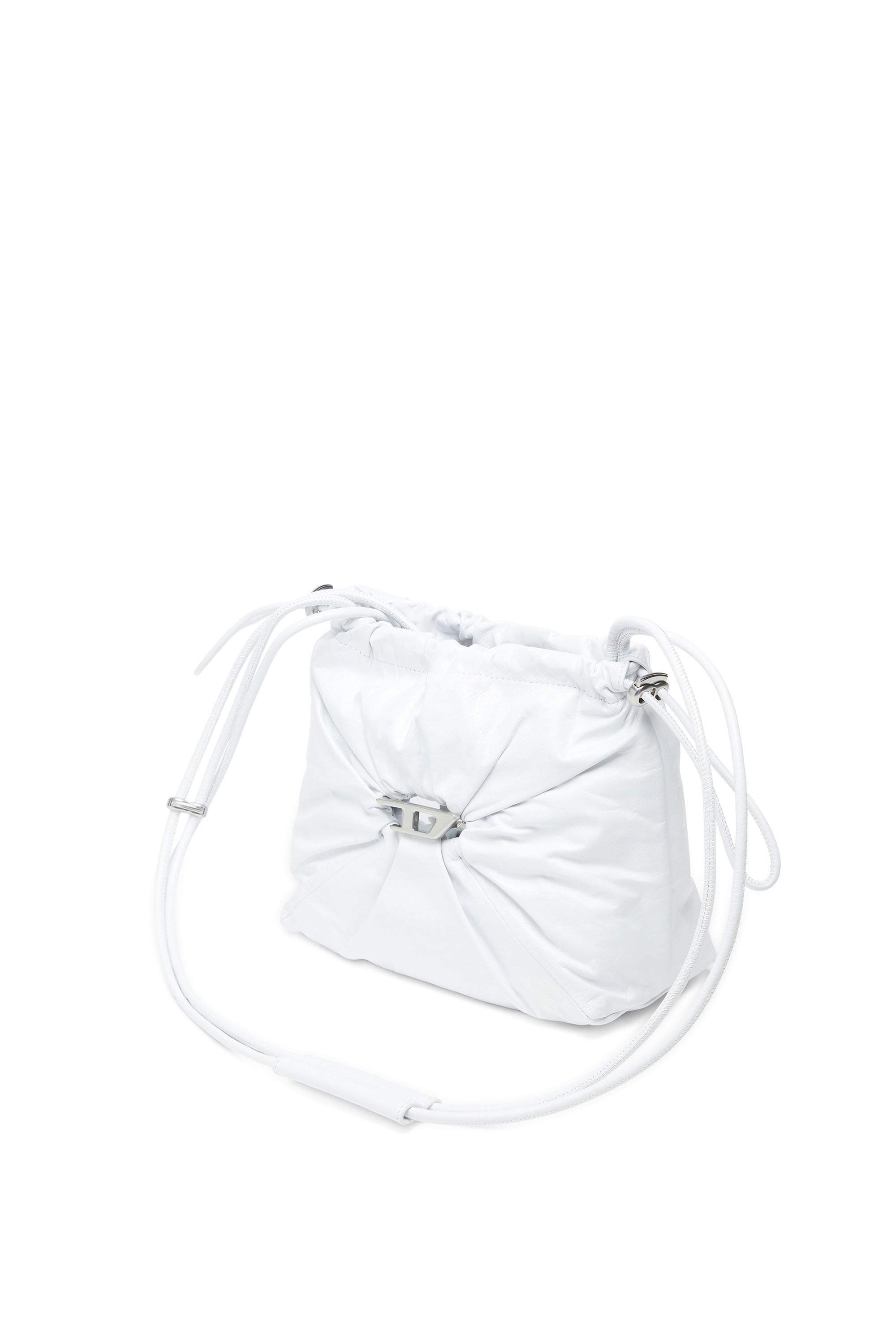 Diesel - SCRUNCH-D BUCKET, Female's Scrunch-D-Bucket bag in shiny wrinkled leather in ホワイト - 2