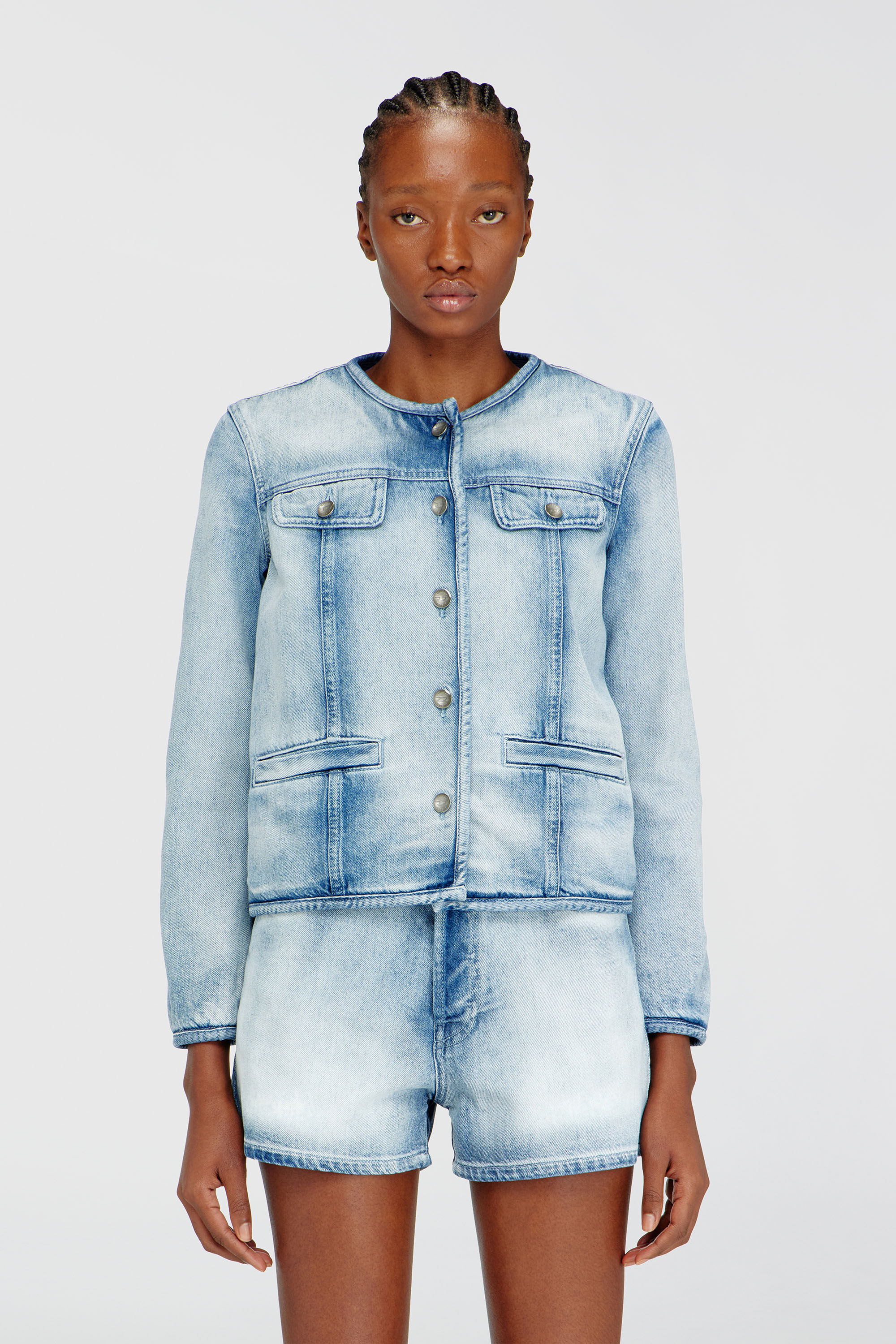 Diesel - DE-GRAFY-FSI1, Female's Jacket in medium-light skeleton denim in ライトブルー - 3