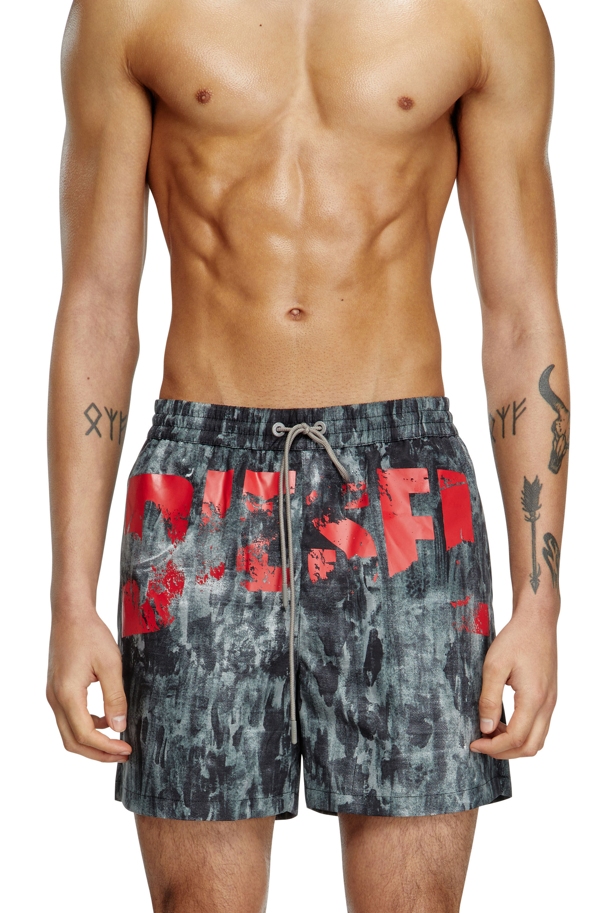 Diesel - RIO-41-D-POP, Male's Mid-length swim shorts with graphic print in ブラック - 1