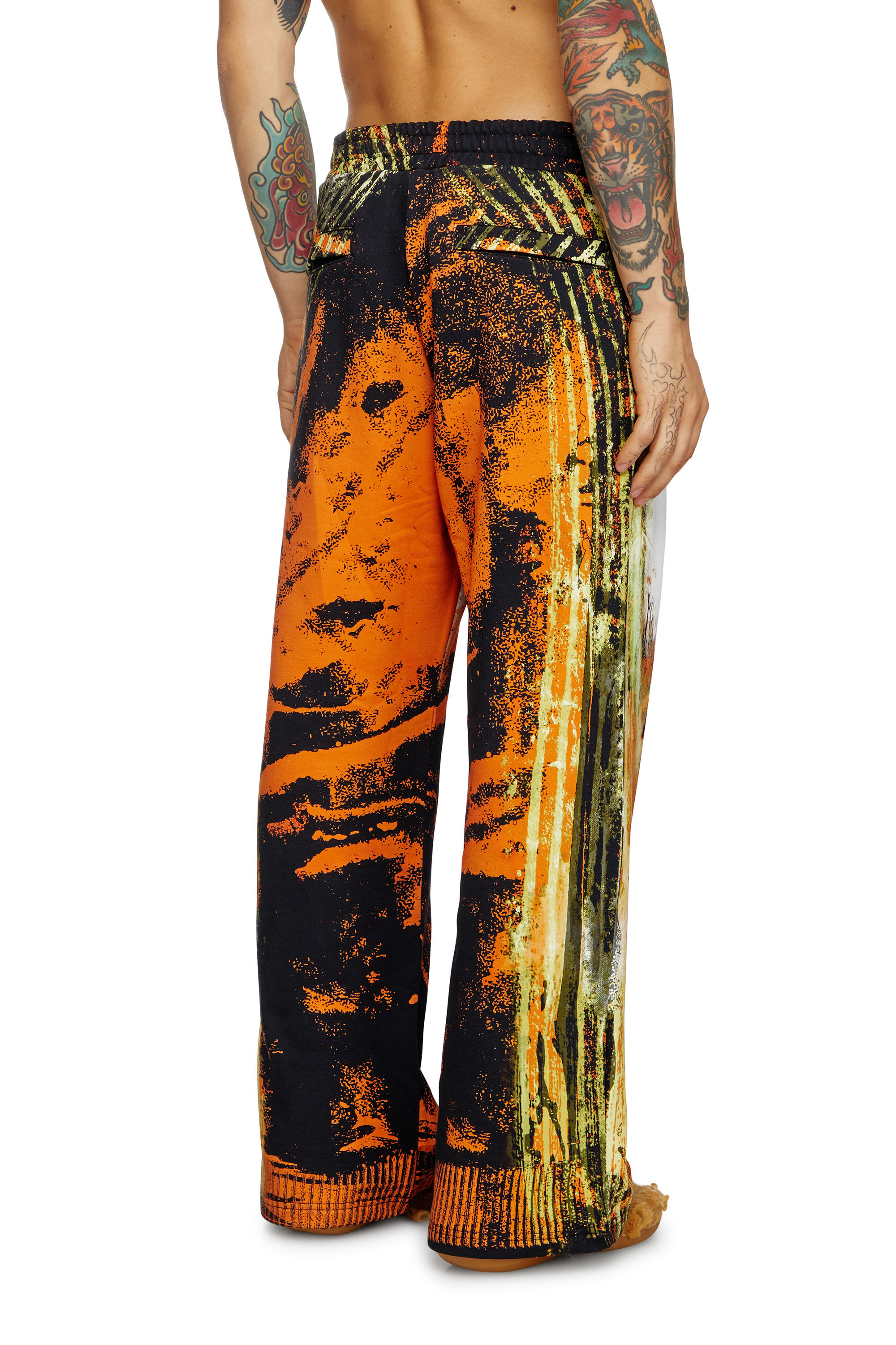 Diesel - P-MARTE, Male's Track pants with Pop print in ブラック/オレンジ - 2