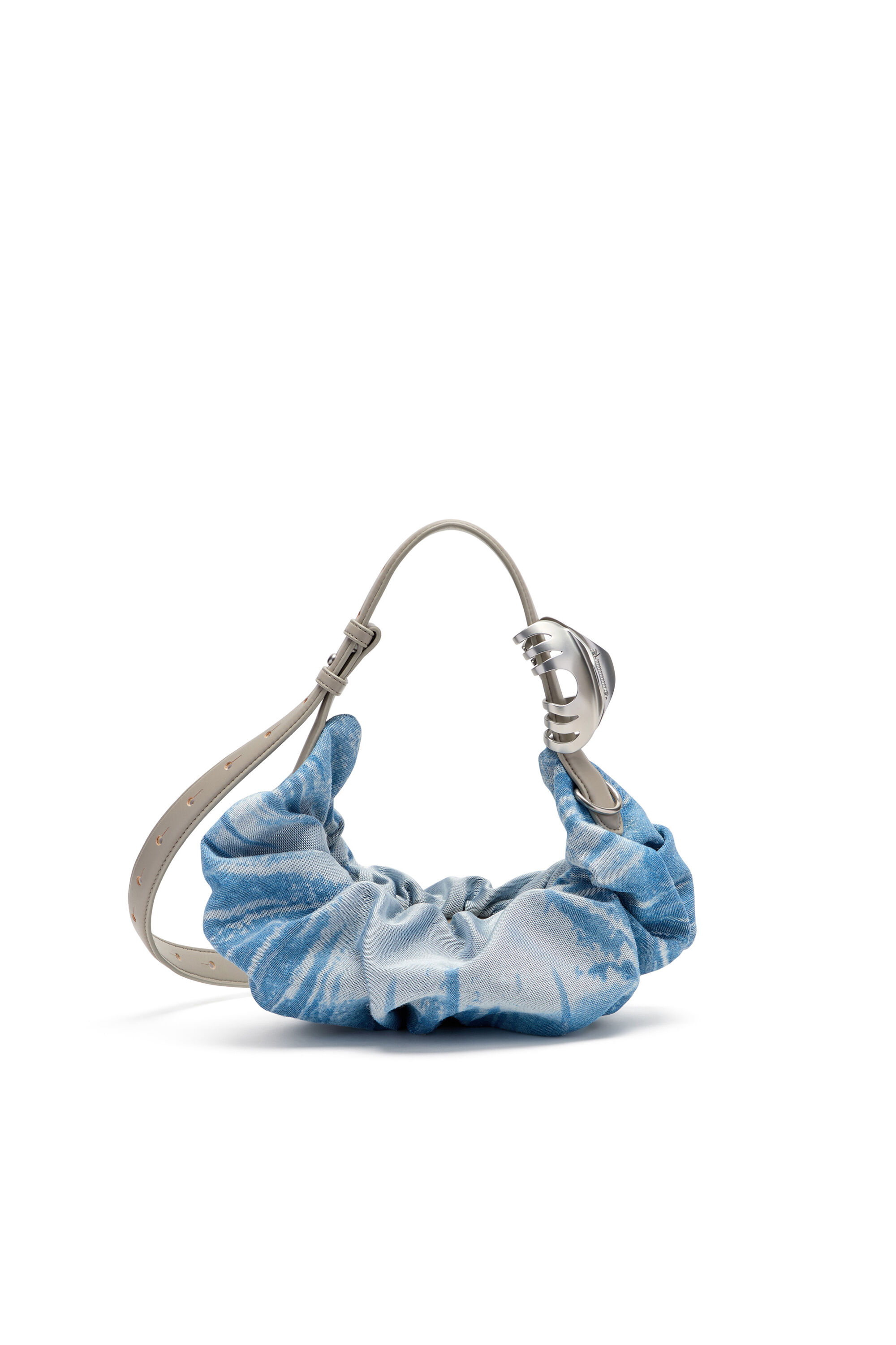 Diesel - GRAB-D HOBO S, Female's Grab-D-Scrunched hobo bag in satin denim in ブルー - 3