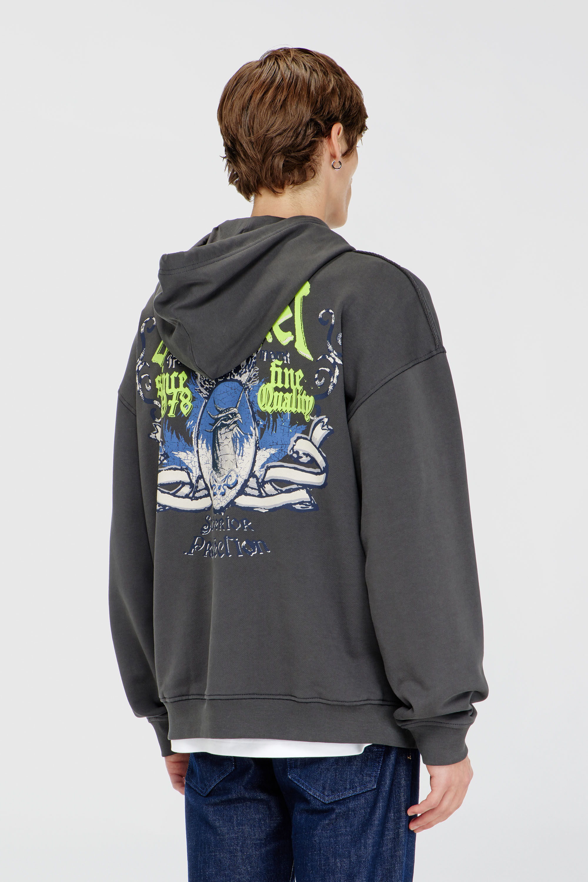 Diesel - S-BOXT-HOOD-AA2, Male's プルオーバーパーカー in ダークグレー - 4