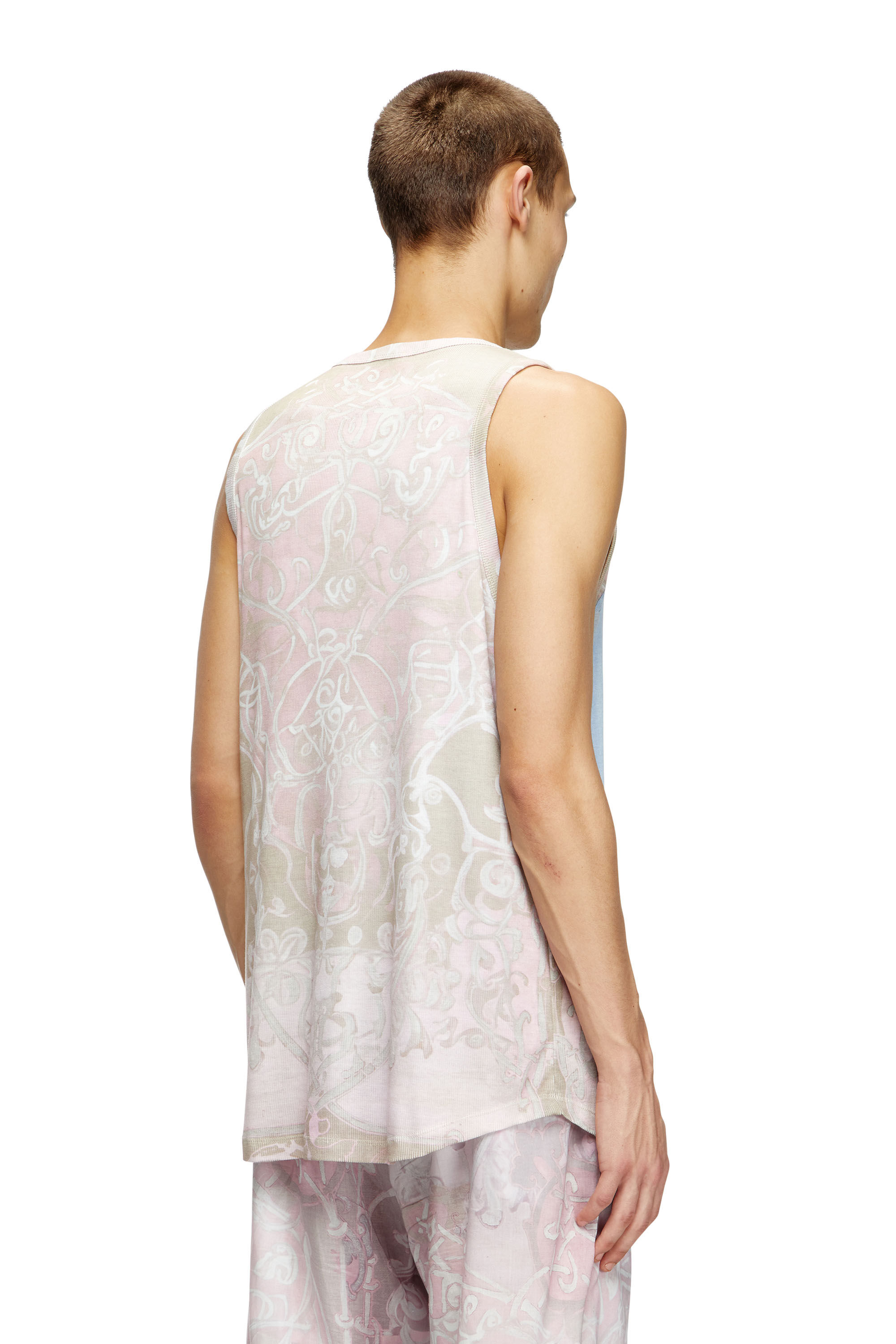 Diesel - T-ALY, Male's Tank top with medieval print in ピンク / ホワイト - 4