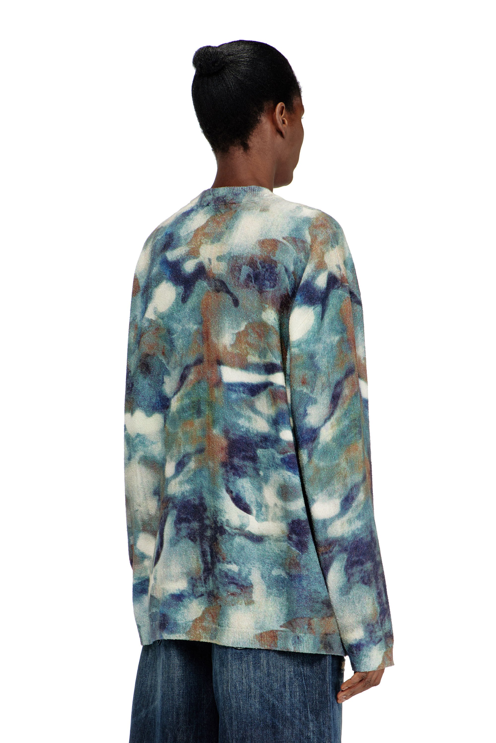 Diesel - M-ILLUM-CARDIGAN, Unisex's Sponge-yarn cardigan with abstract print in ブルー - 5